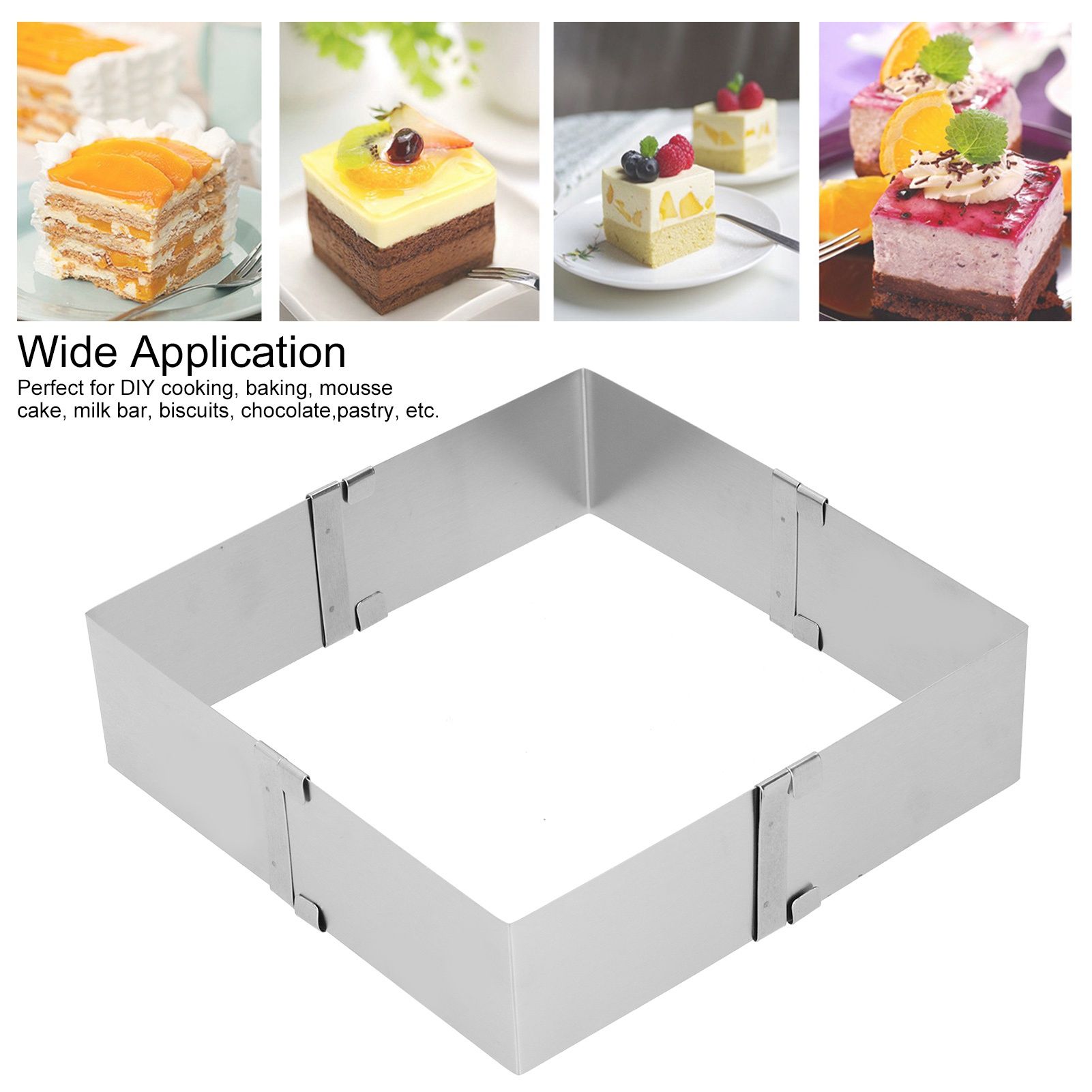 Stainless Steel Square Mousse Ring Retractable Biscuits Cake Mold Kitchen DIY view 13