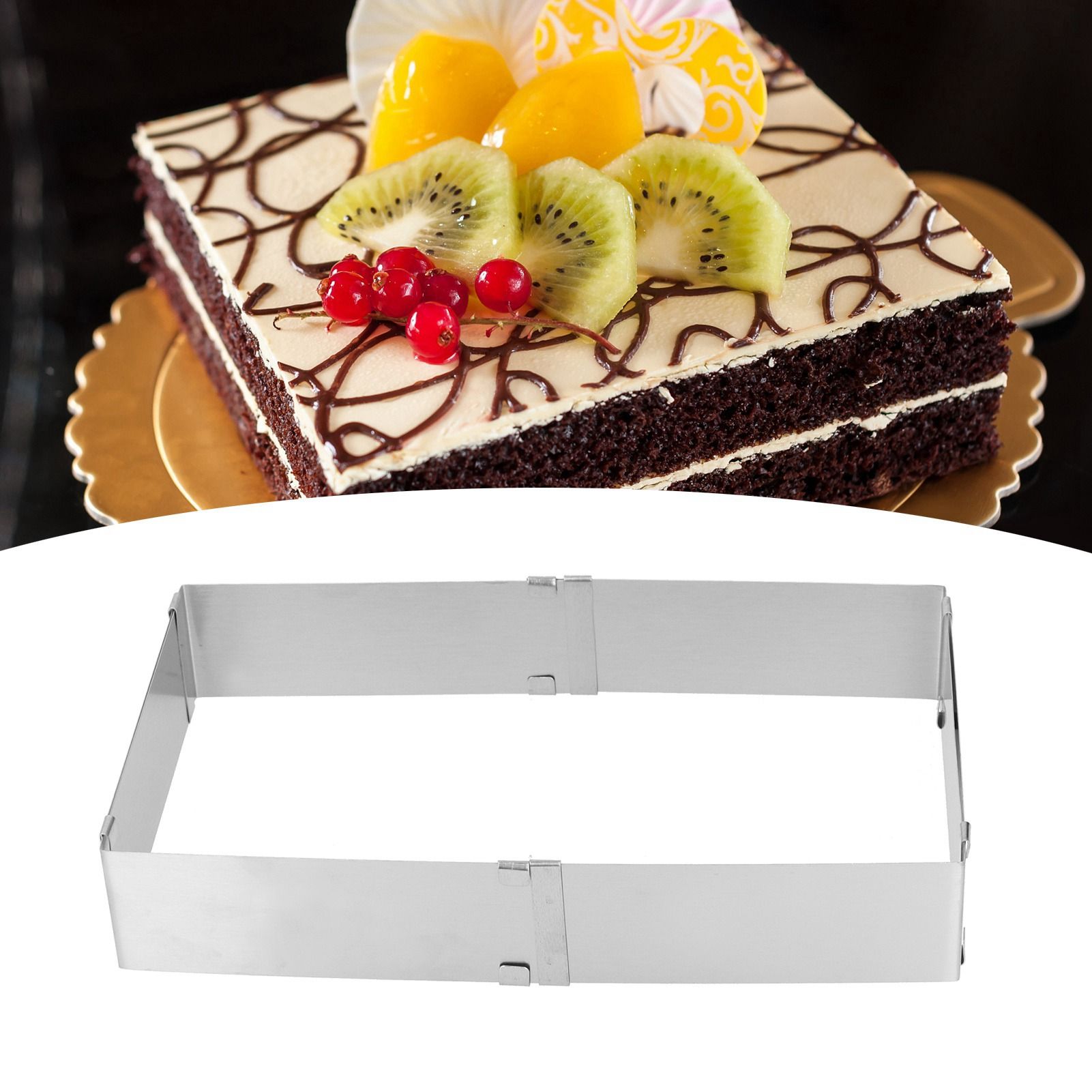 Stainless Steel Square Mousse Ring Retractable Biscuits Cake Mold Kitchen DIY view 10