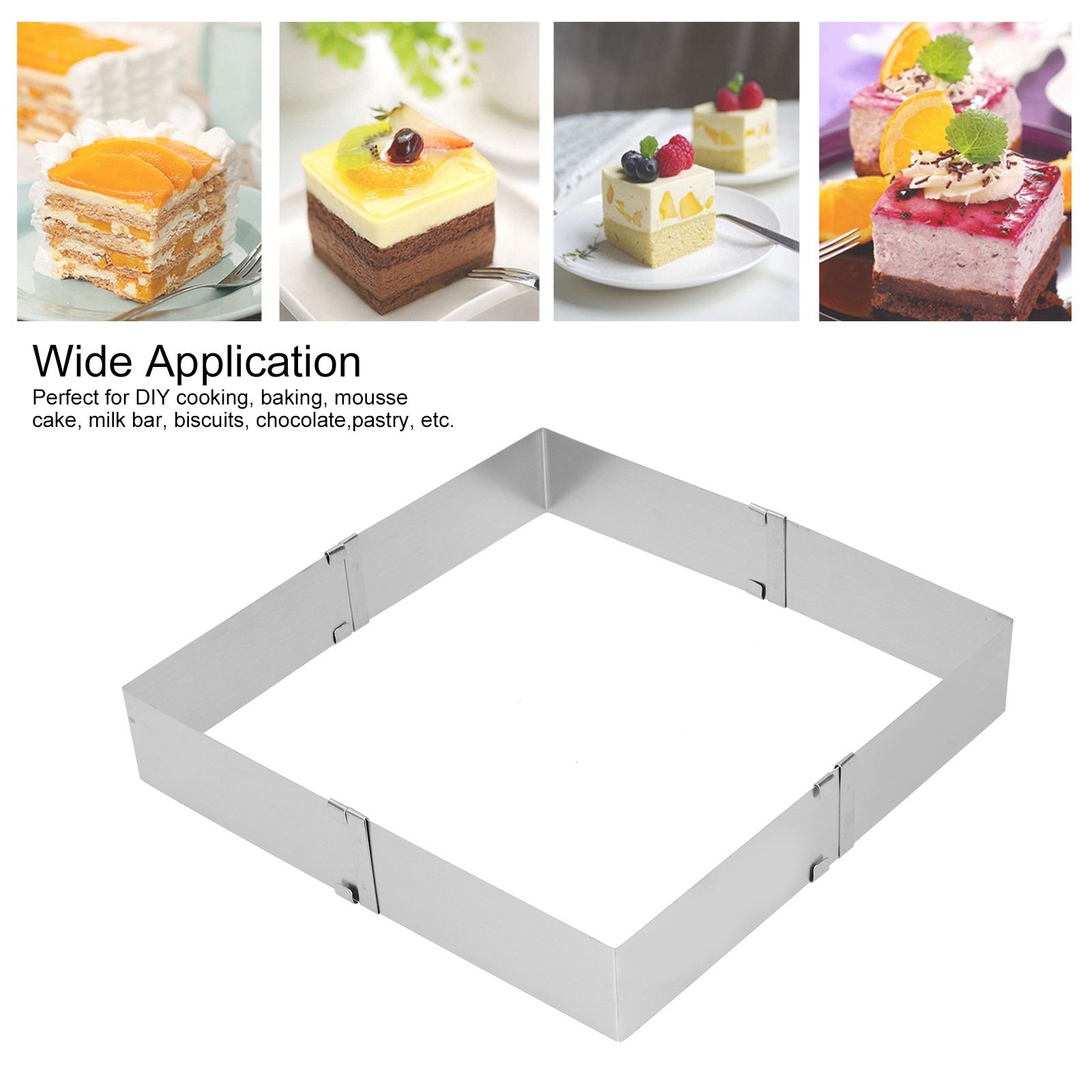 Stainless Steel Square Mousse Ring Retractable Biscuits Cake Mold Kitchen DIY view 13