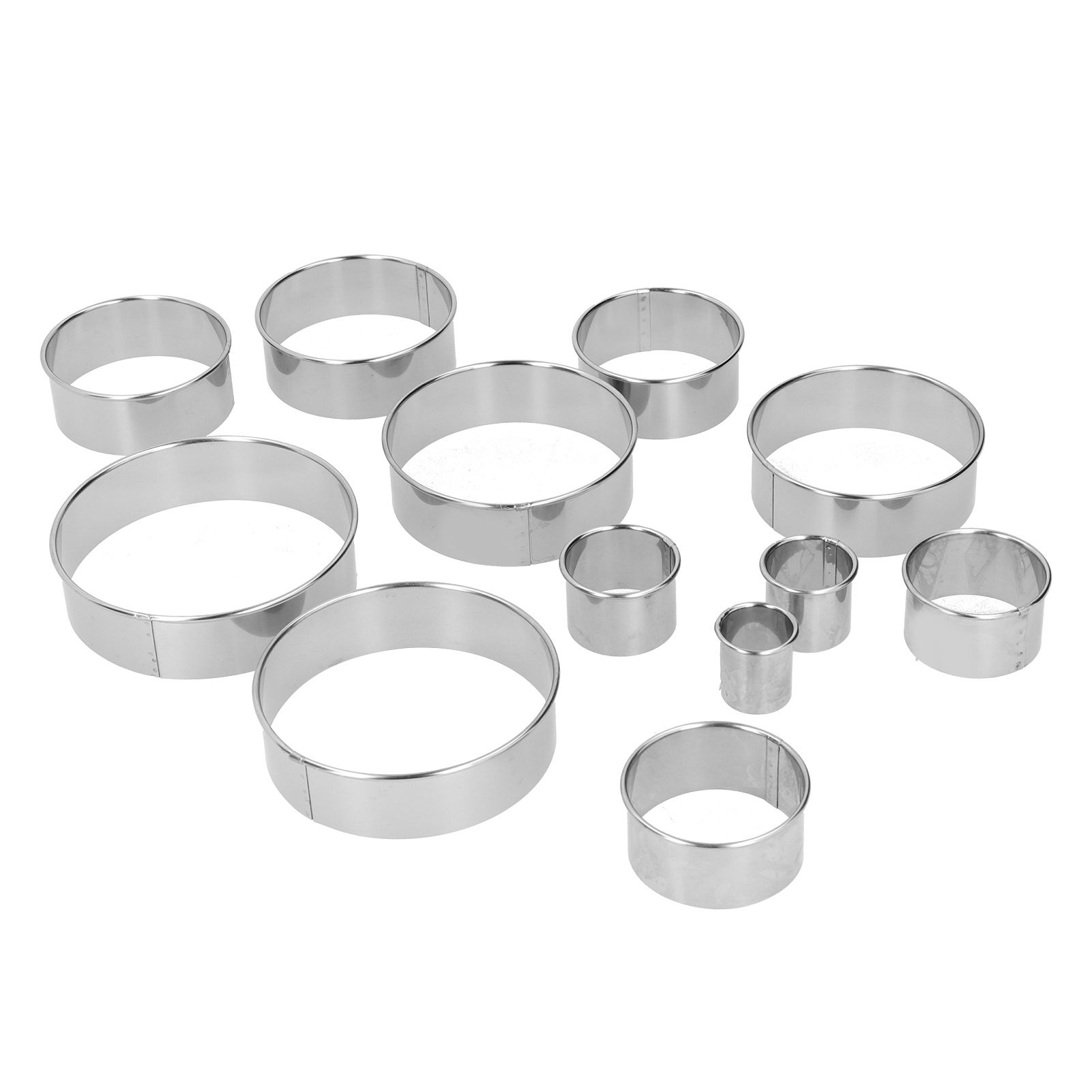 12PCS/Set Stainless Steel Mousse Ring Round Cake Mold Fondant Cookies Cutting