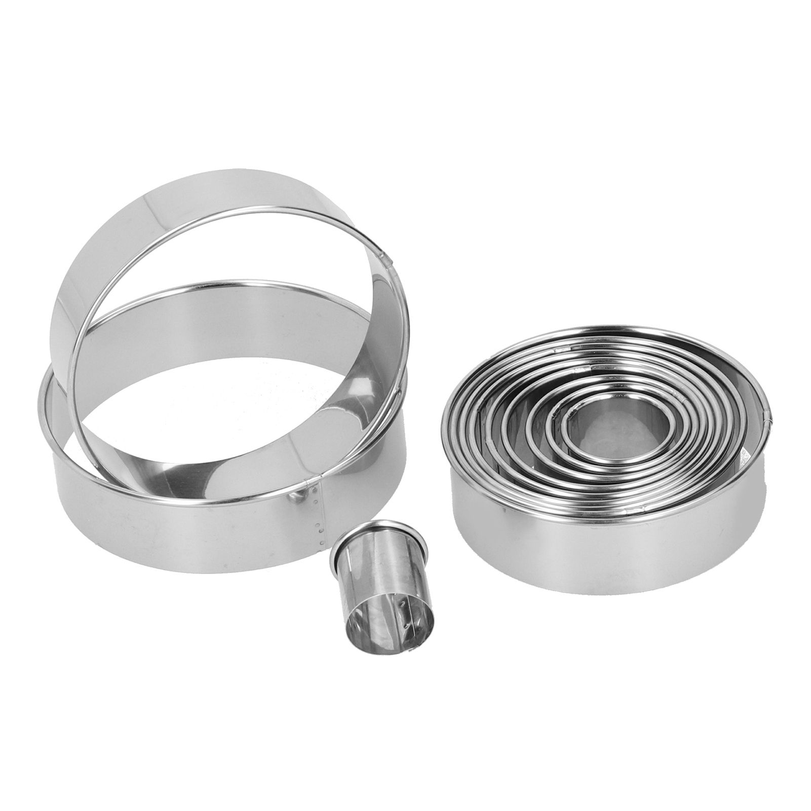 12PCS/Set Stainless Steel Mousse Ring Round Cake Mold Fondant Cookies Cutting view 4