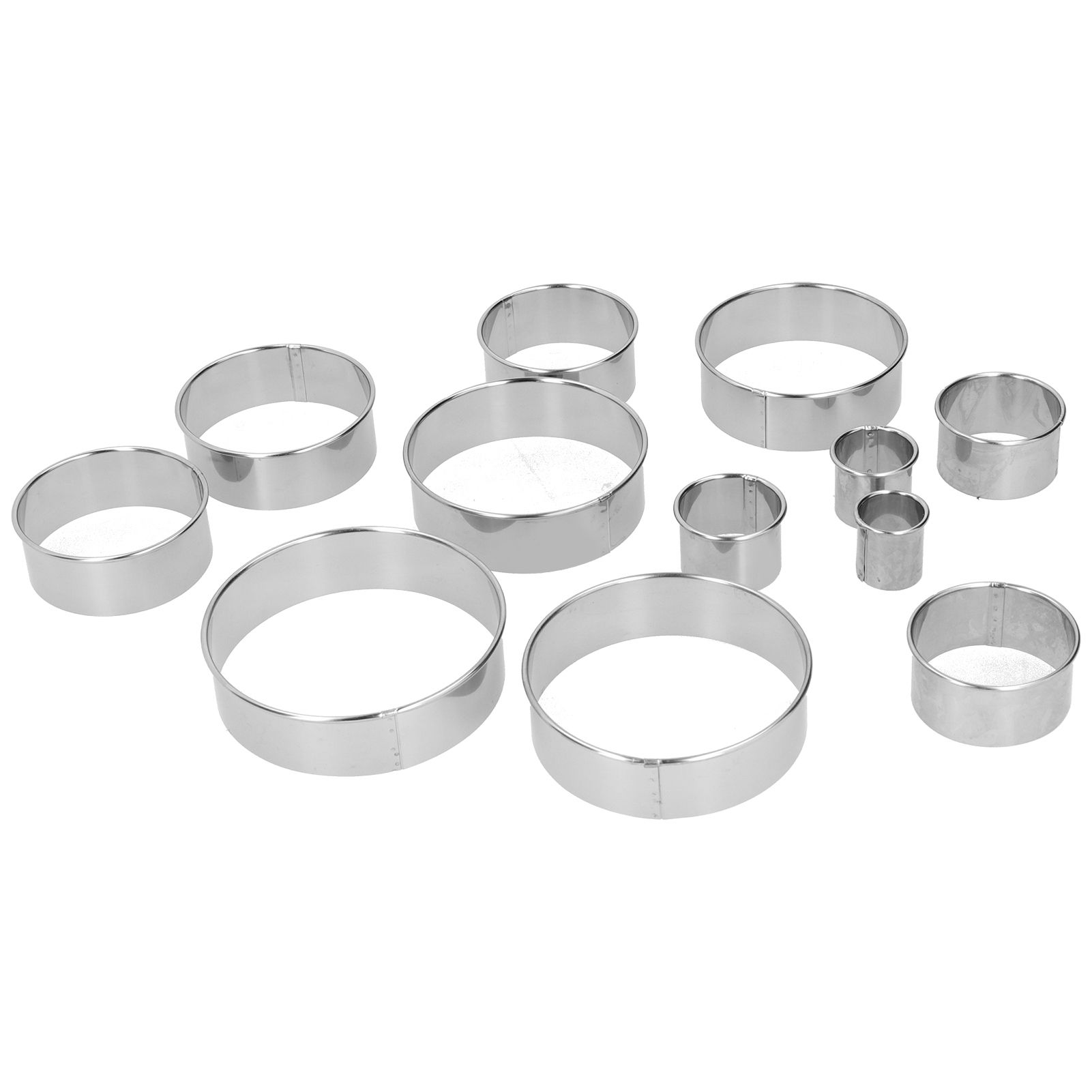12PCS/Set Stainless Steel Mousse Ring Round Cake Mold Fondant Cookies Cutting view 5