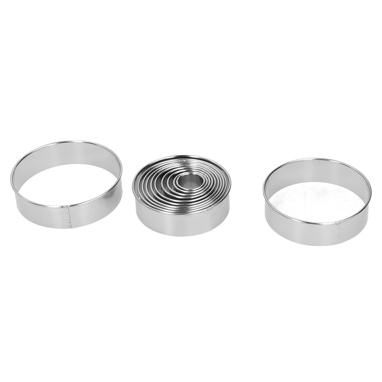 12PCS/Set Stainless Steel Mousse Ring Round Cake Mold Fondant Cookies Cutting view 6
