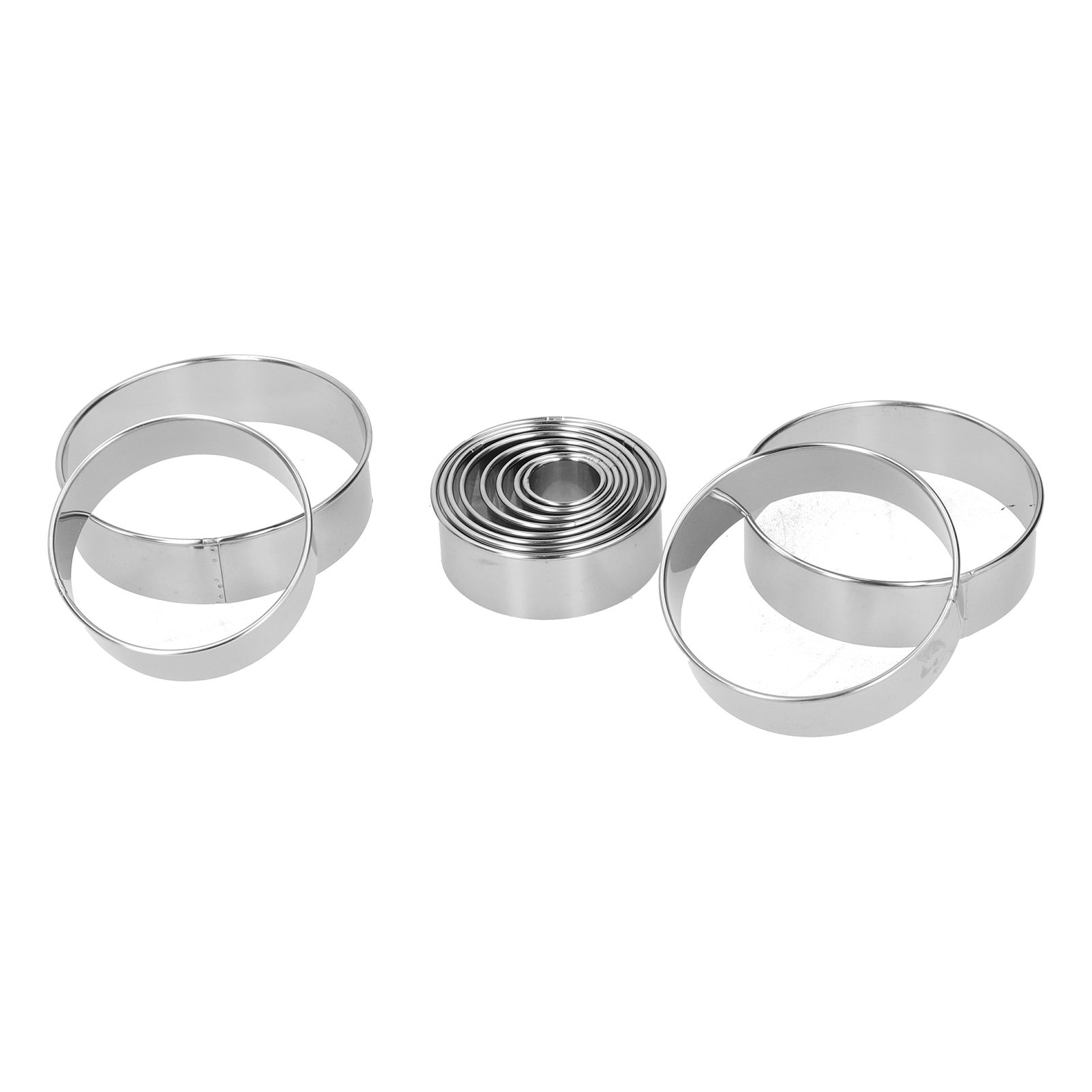 12PCS/Set Stainless Steel Mousse Ring Round Cake Mold Fondant Cookies Cutting view 7