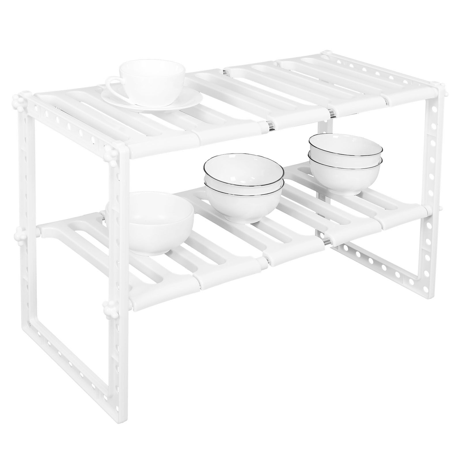 2‑Tier Sink Rack Cabinet Organizer Storage Telescopic Shelf Kitchen Bathroom view 3
