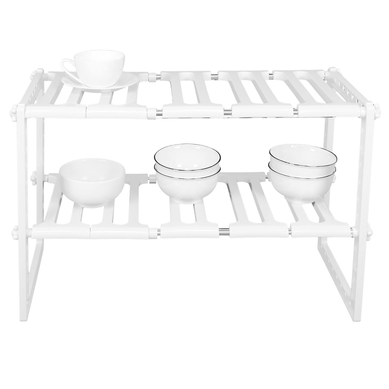 2‑Tier Sink Rack Cabinet Organizer Storage Telescopic Shelf Kitchen Bathroom view 4