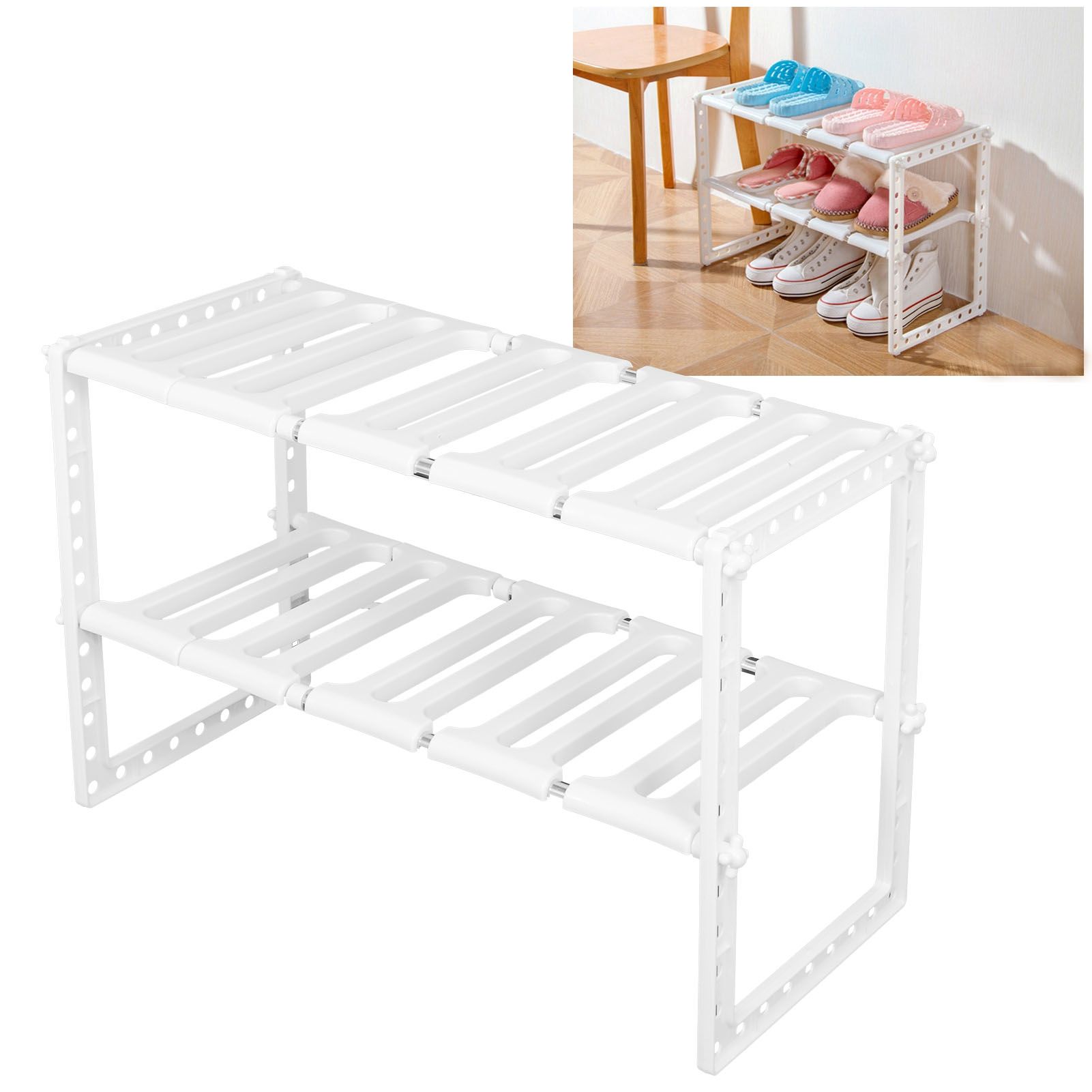 2‑Tier Sink Rack Cabinet Organizer Storage Telescopic Shelf Kitchen Bathroom view 9