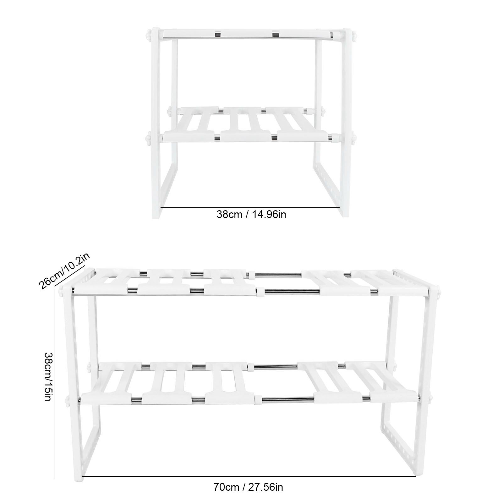 2‑Tier Sink Rack Cabinet Organizer Storage Telescopic Shelf Kitchen Bathroom view 14