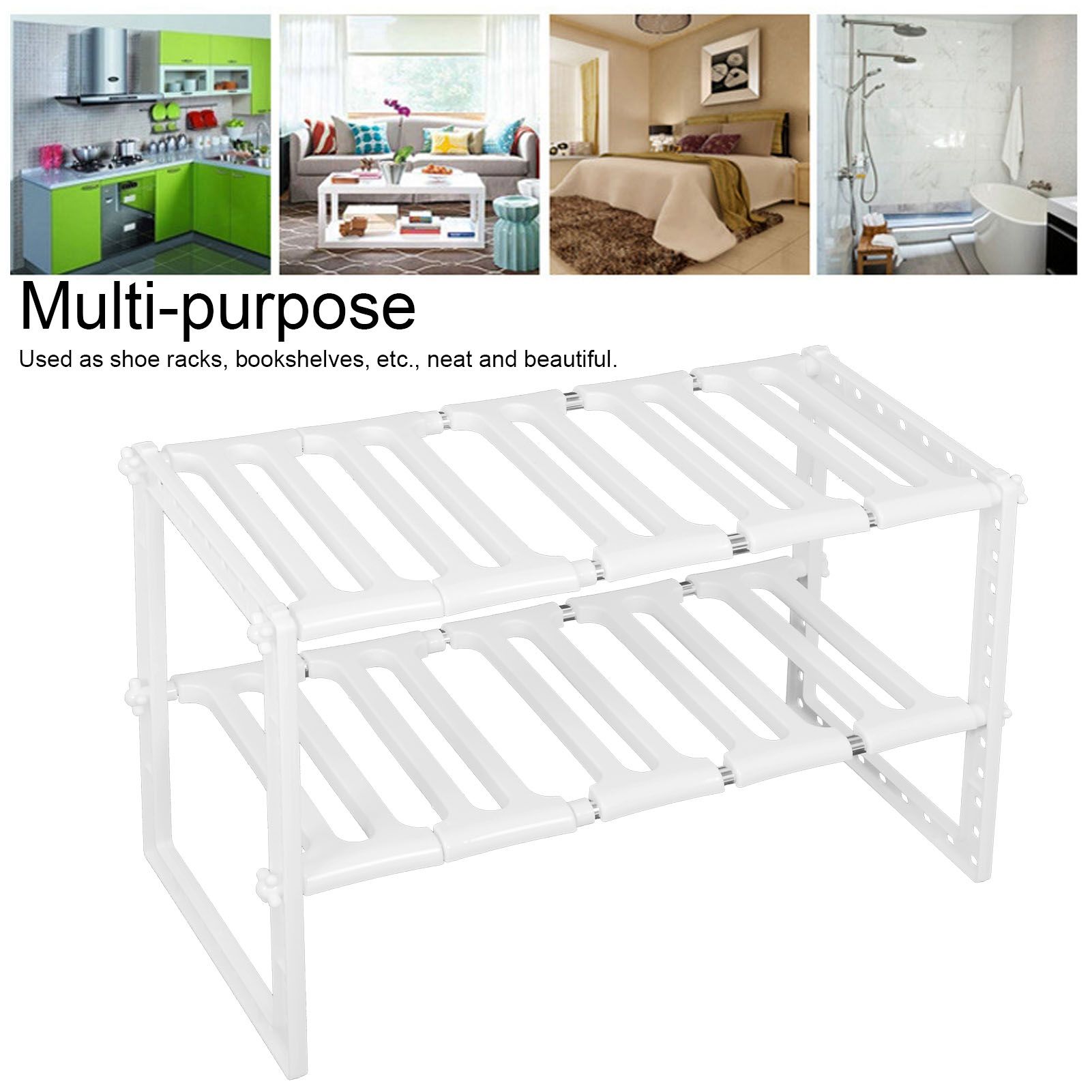 2‑Tier Sink Rack Cabinet Organizer Storage Telescopic Shelf Kitchen Bathroom view 15