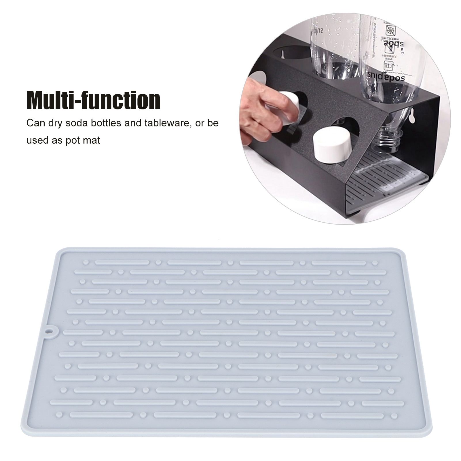 Silicone Draining Pad Non Slip Soda Bottles Drying Rack Mat Kitchen view 15