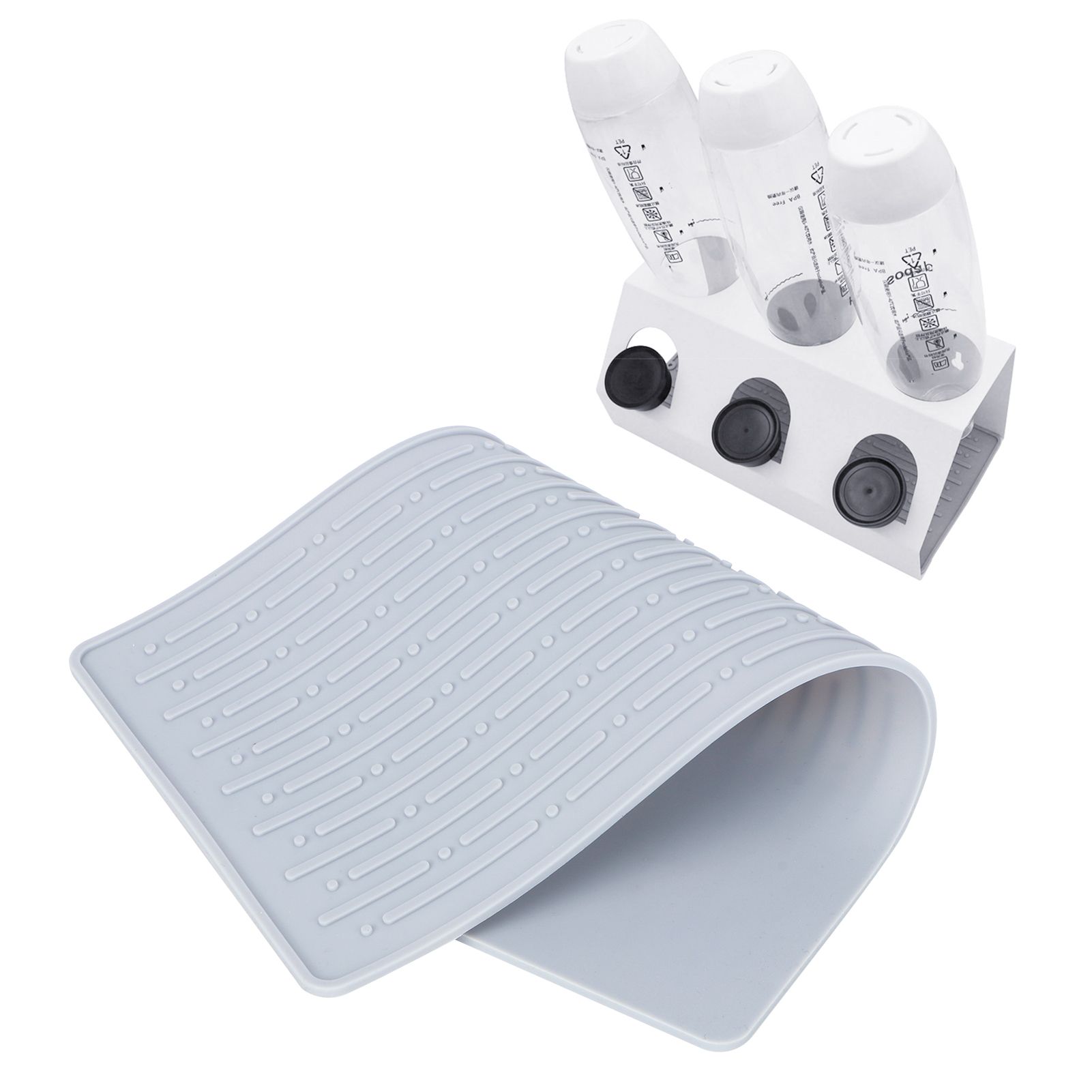 Silicone Draining Pad Non Slip Soda Bottles Drying Rack Mat Kitchen view 9
