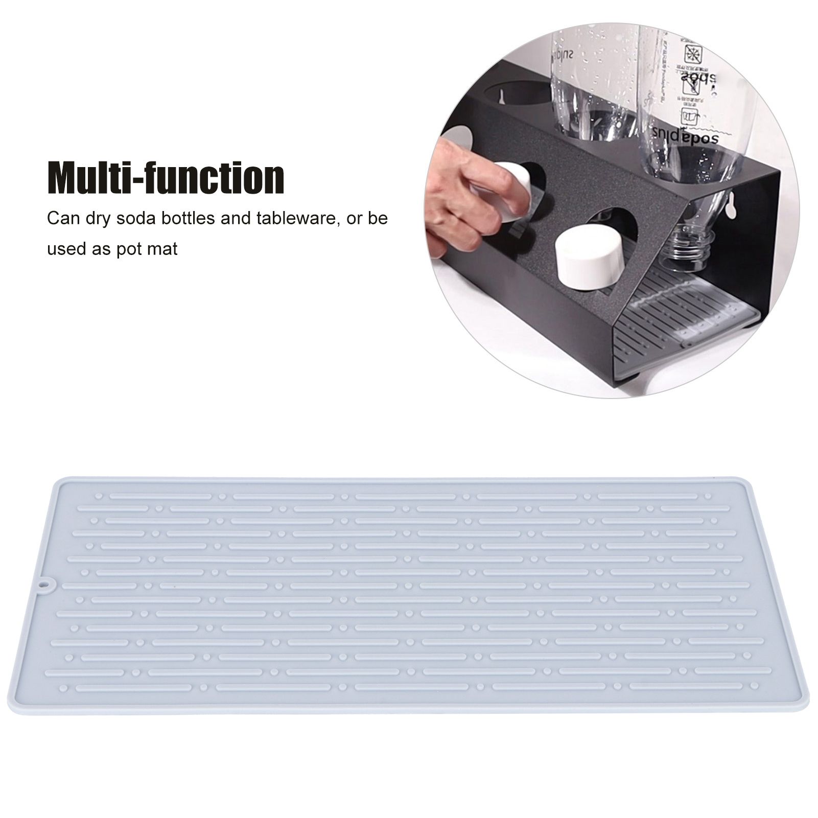 Silicone Draining Pad Non Slip Soda Bottles Drying Rack Mat Kitchen view 15