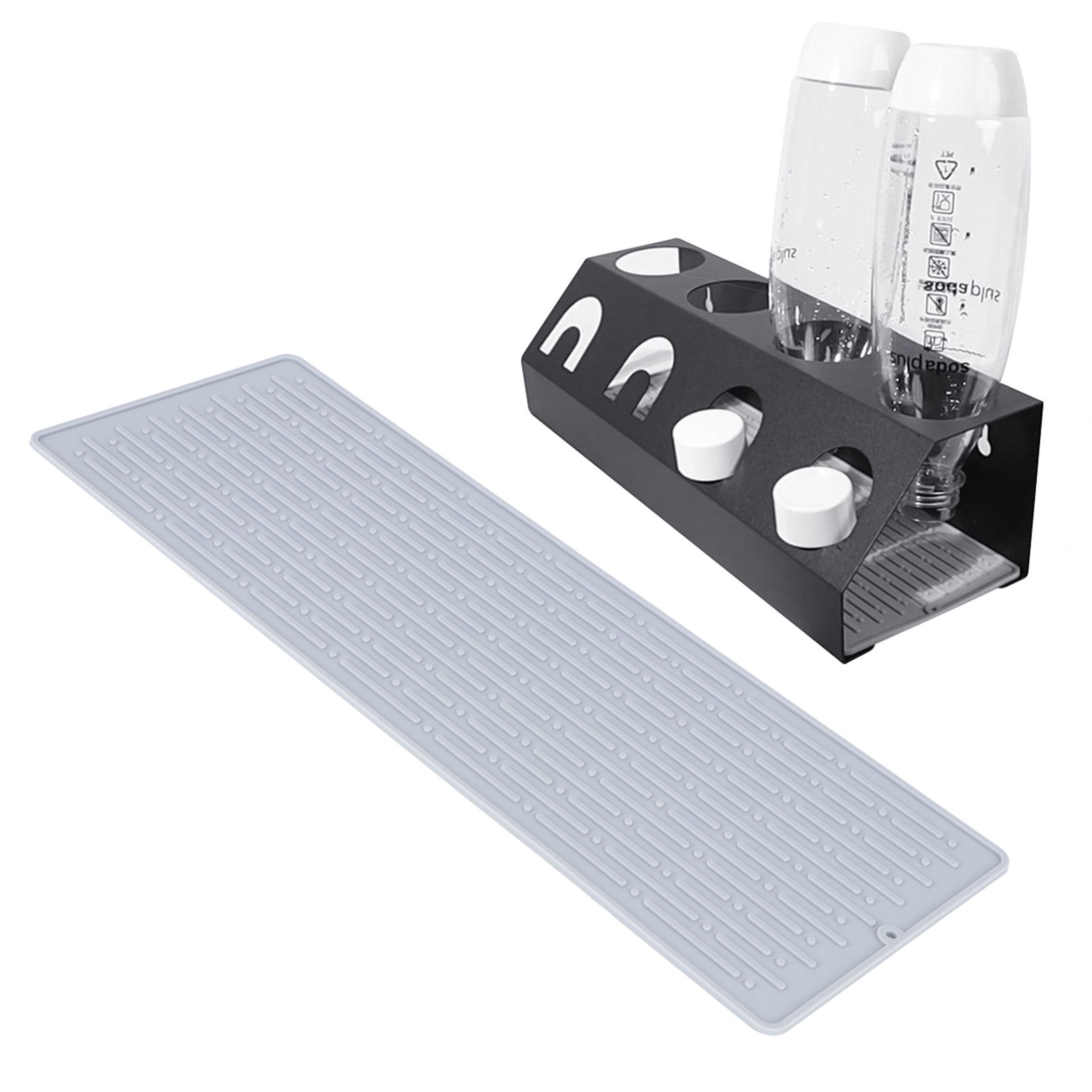 Silicone Draining Pad Non Slip Soda Bottles Drying Rack Mat Kitchen view 10