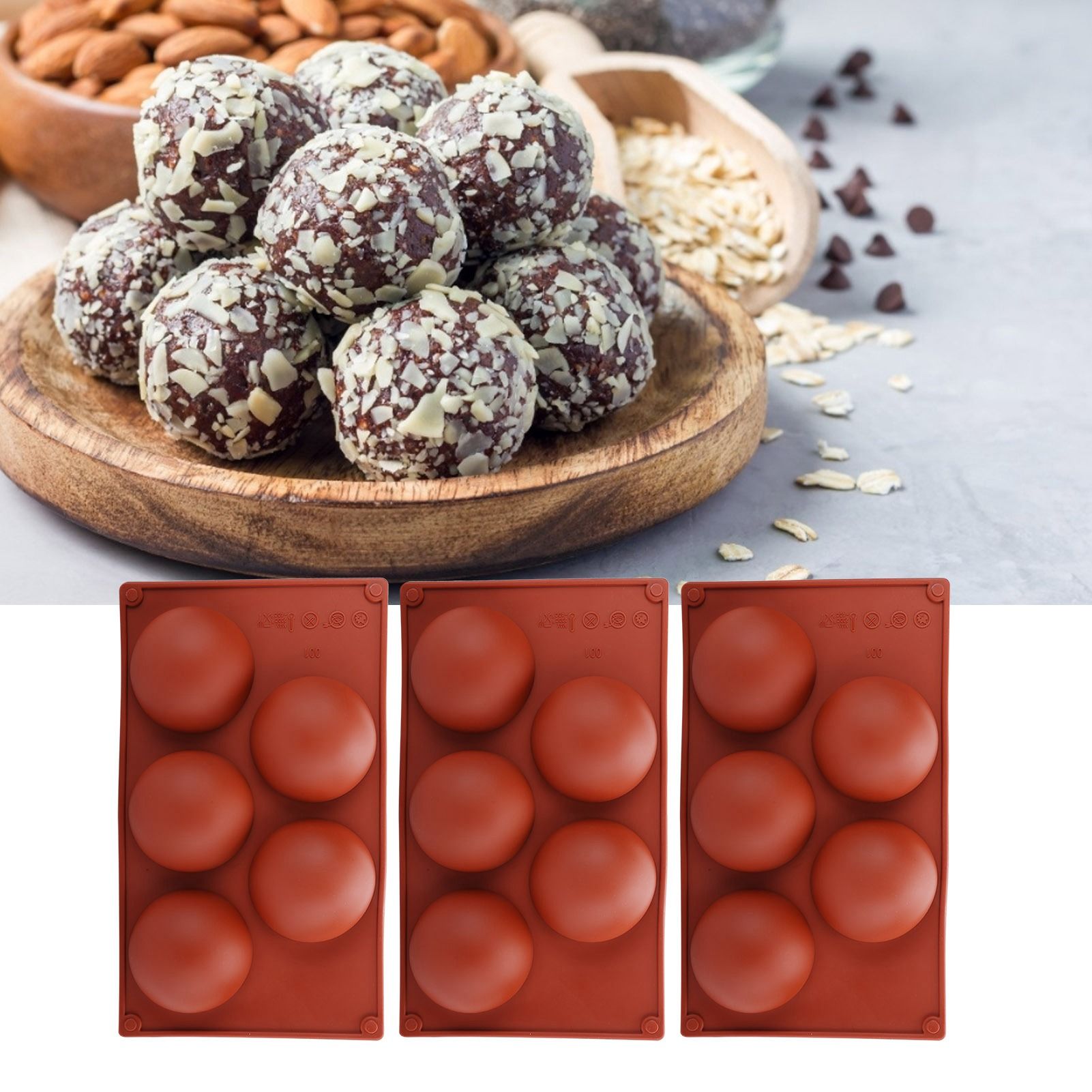 3PCS Semi Sphere Silicone Mold Baking Mold for DIY Making Hot Chocolate Mousse view 10