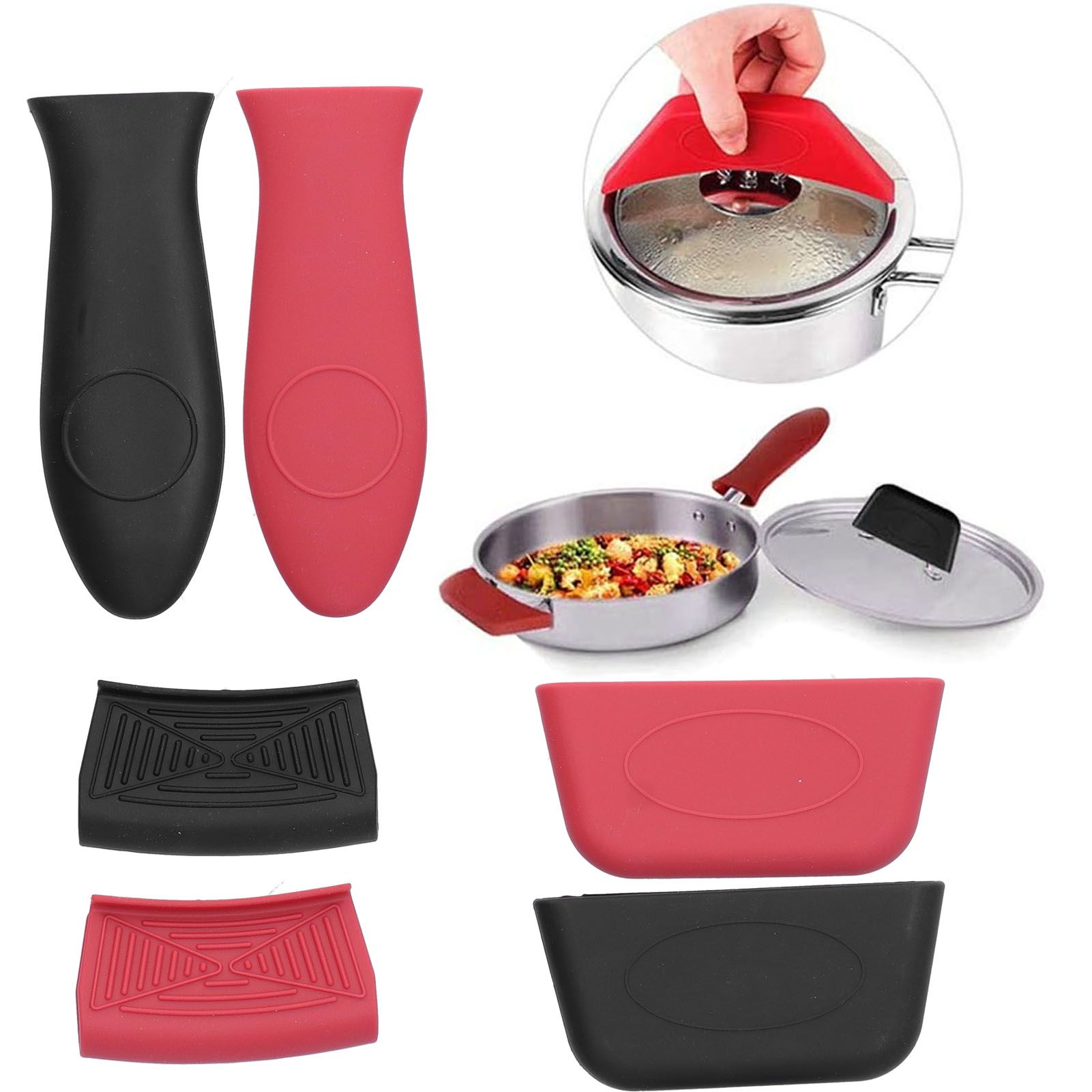 6Pcs set Pot Handle Sleeve Holder Thicken Silicone AntiScalding Kit Kitchen view 9