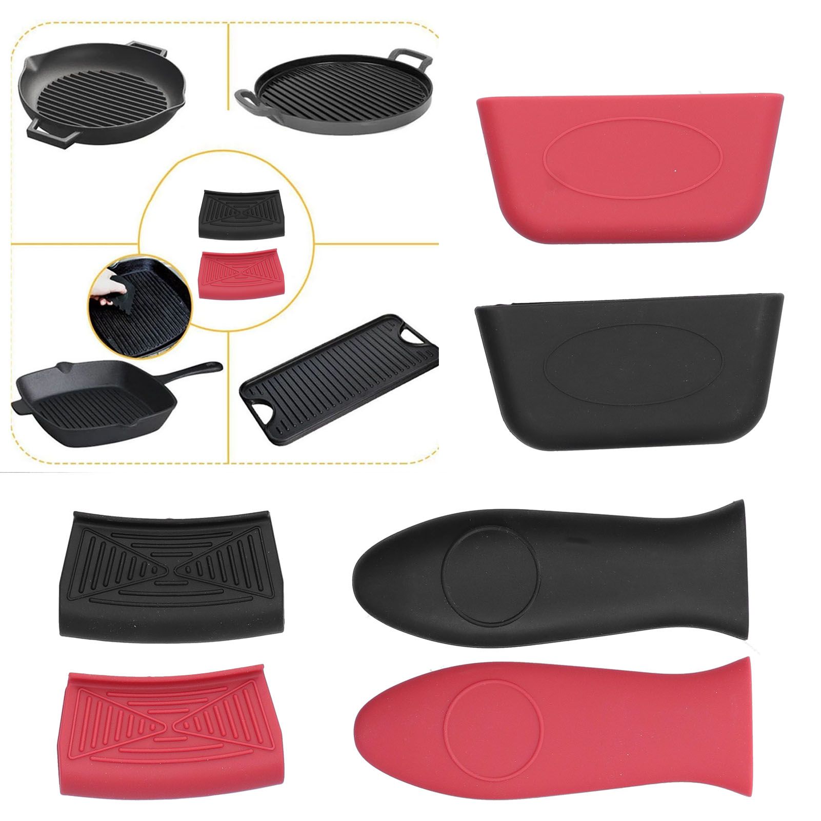 6Pcs set Pot Handle Sleeve Holder Thicken Silicone AntiScalding Kit Kitchen view 10