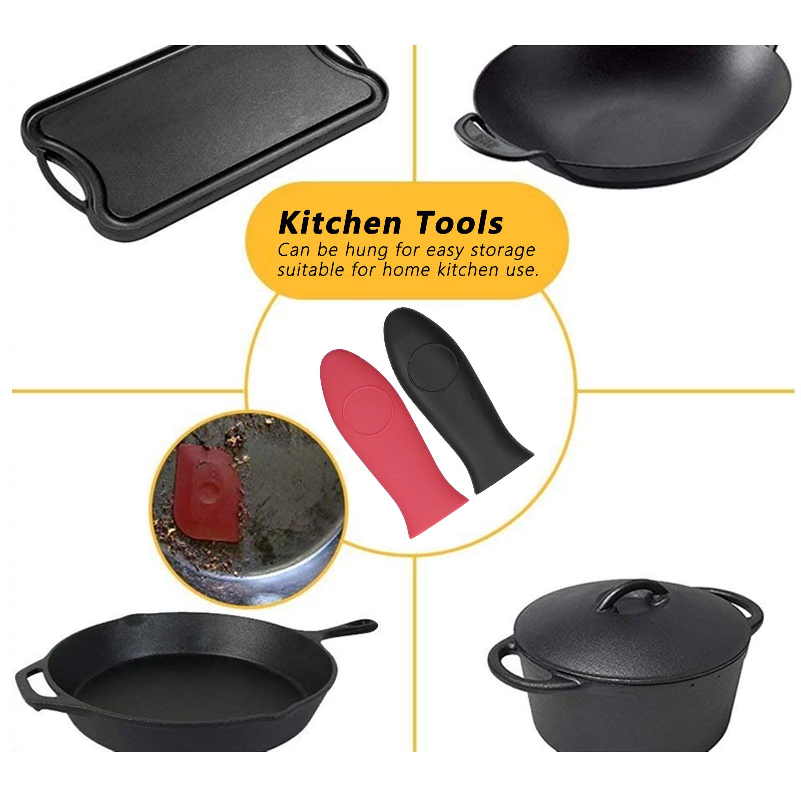6Pcs set Pot Handle Sleeve Holder Thicken Silicone AntiScalding Kit Kitchen view 15
