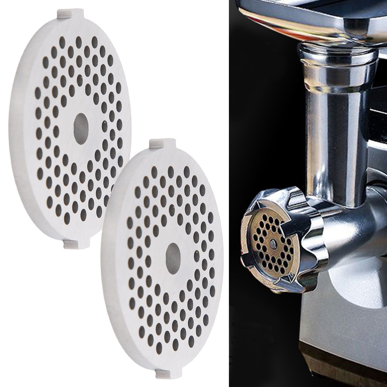 2Pcs Electric Mincer Blade Stainless Steel Grinding Plate Round Hole for 5#/B view 9