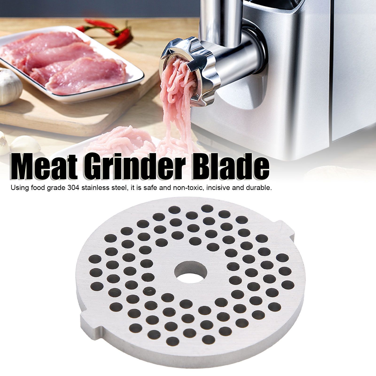 2Pcs Electric Mincer Blade Stainless Steel Grinding Plate Round Hole for 5#/B view 12
