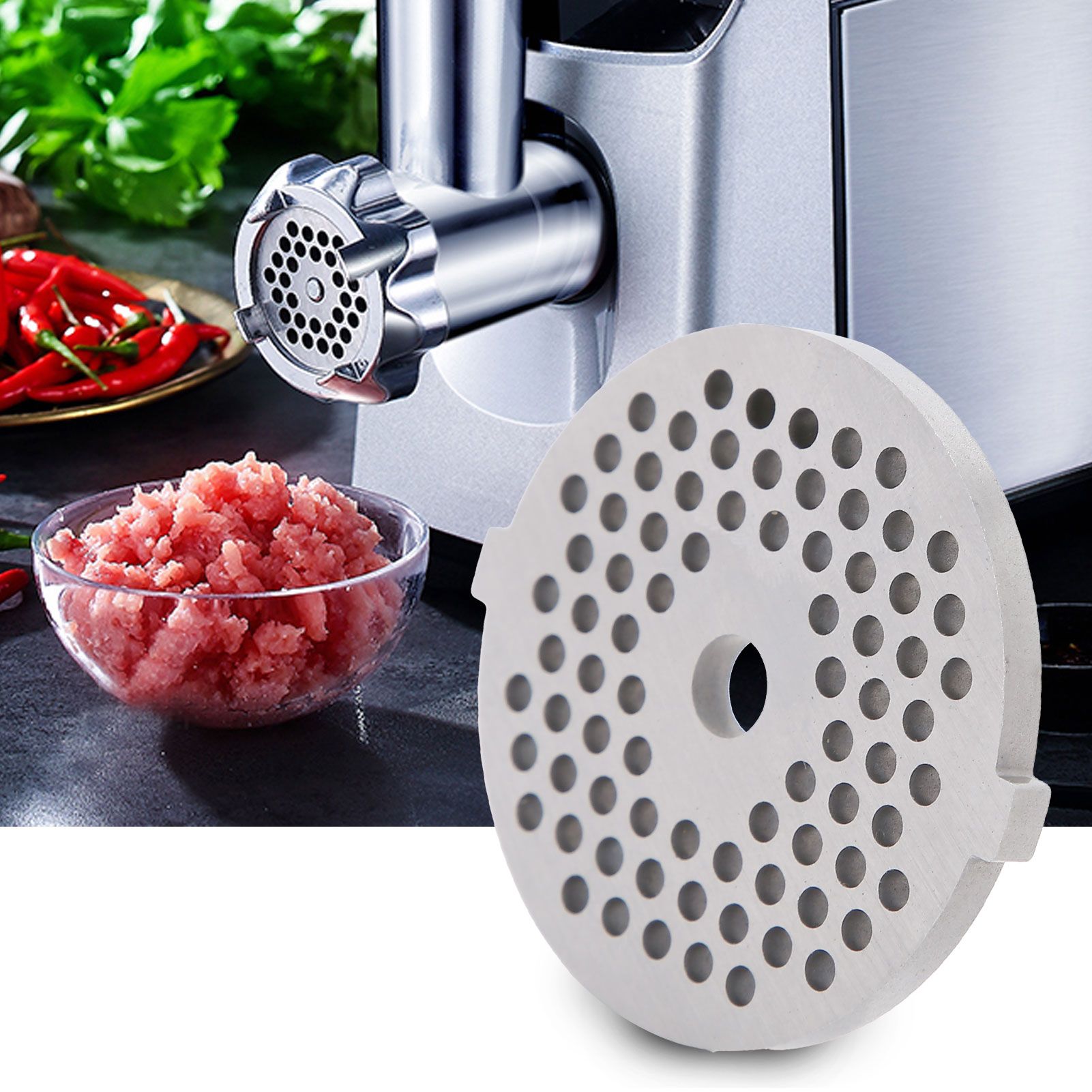 2Pcs Electric Mincer Blade Stainless Steel Grinding Plate Round Hole for 5#/B view 13