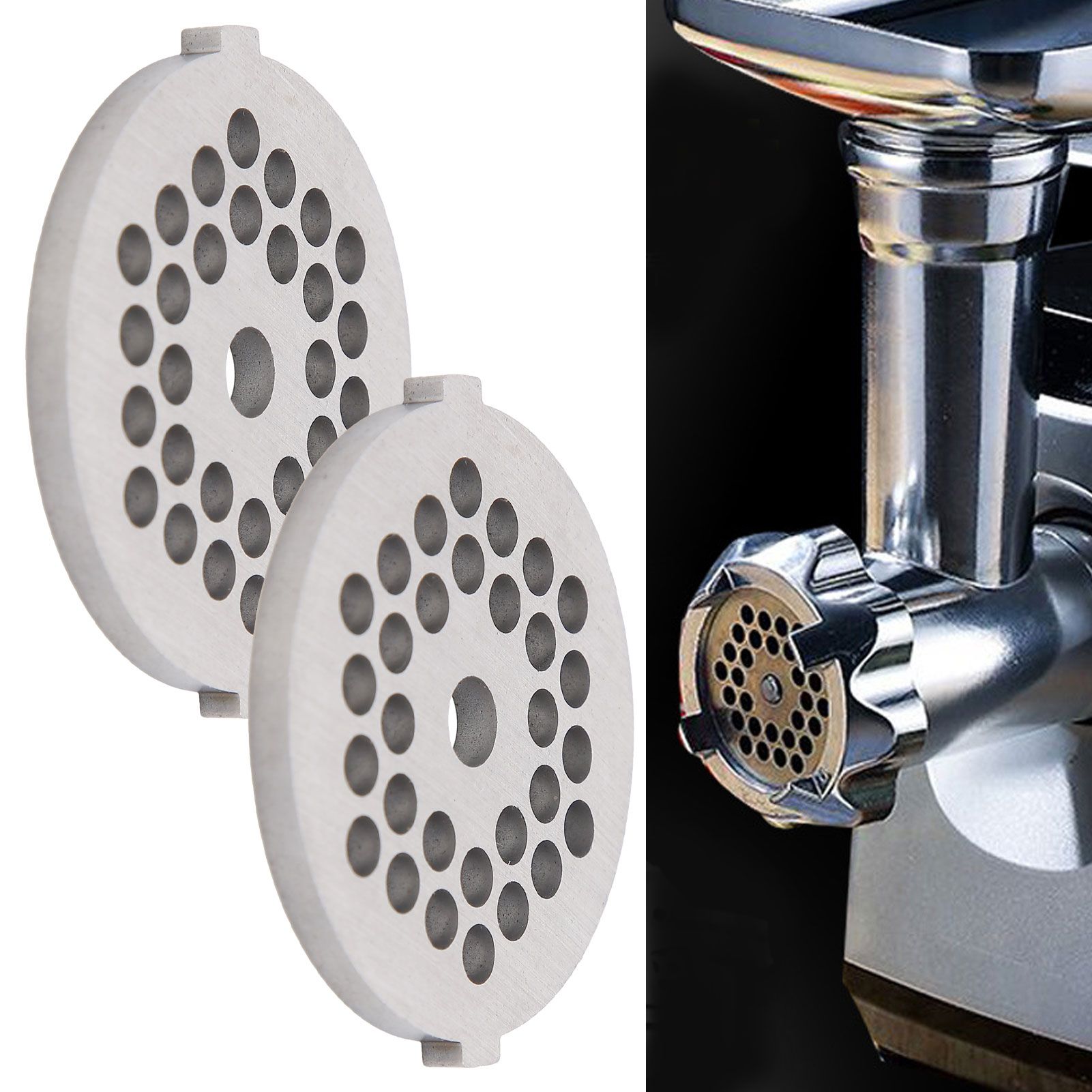 2Pcs Electric Mincer Blade Stainless Steel Grinding Plate Round Hole for 5#/B view 9