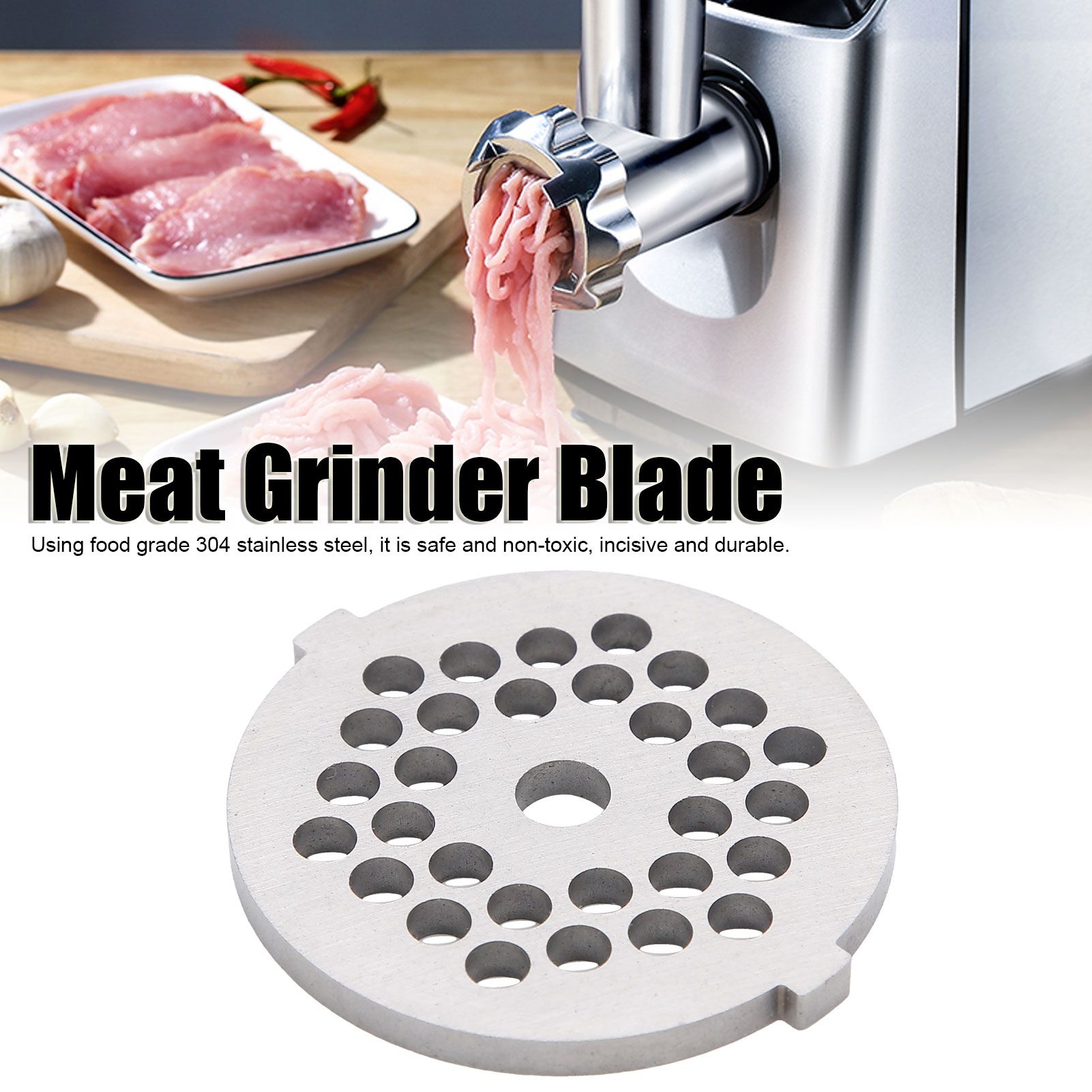 2Pcs Electric Mincer Blade Stainless Steel Grinding Plate Round Hole for 5#/B view 12