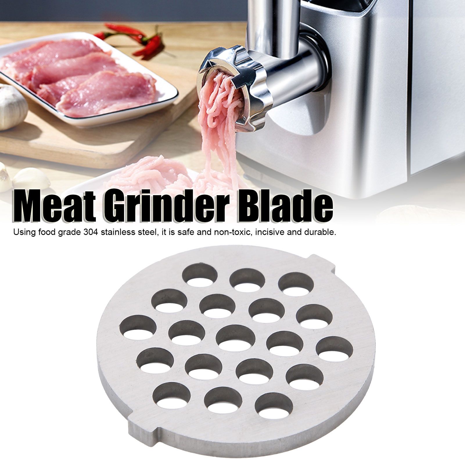 2Pcs Electric Mincer Blade Stainless Steel Grinding Plate Round Hole for 5#/B view 12