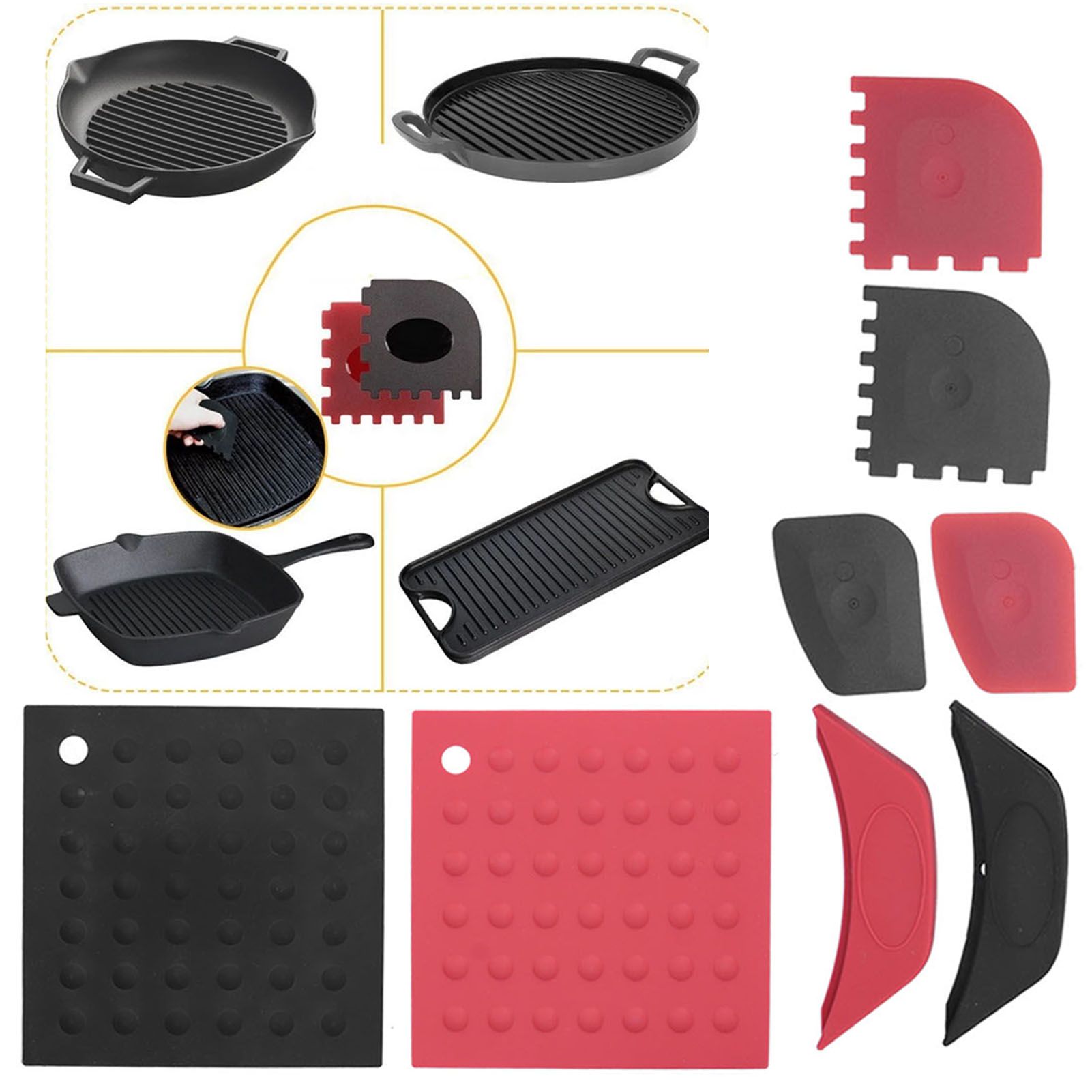 8Pcs/Set Pot Holder Scraper Pan Handle Kit Silicone Anti-Scalding Accessory view 10
