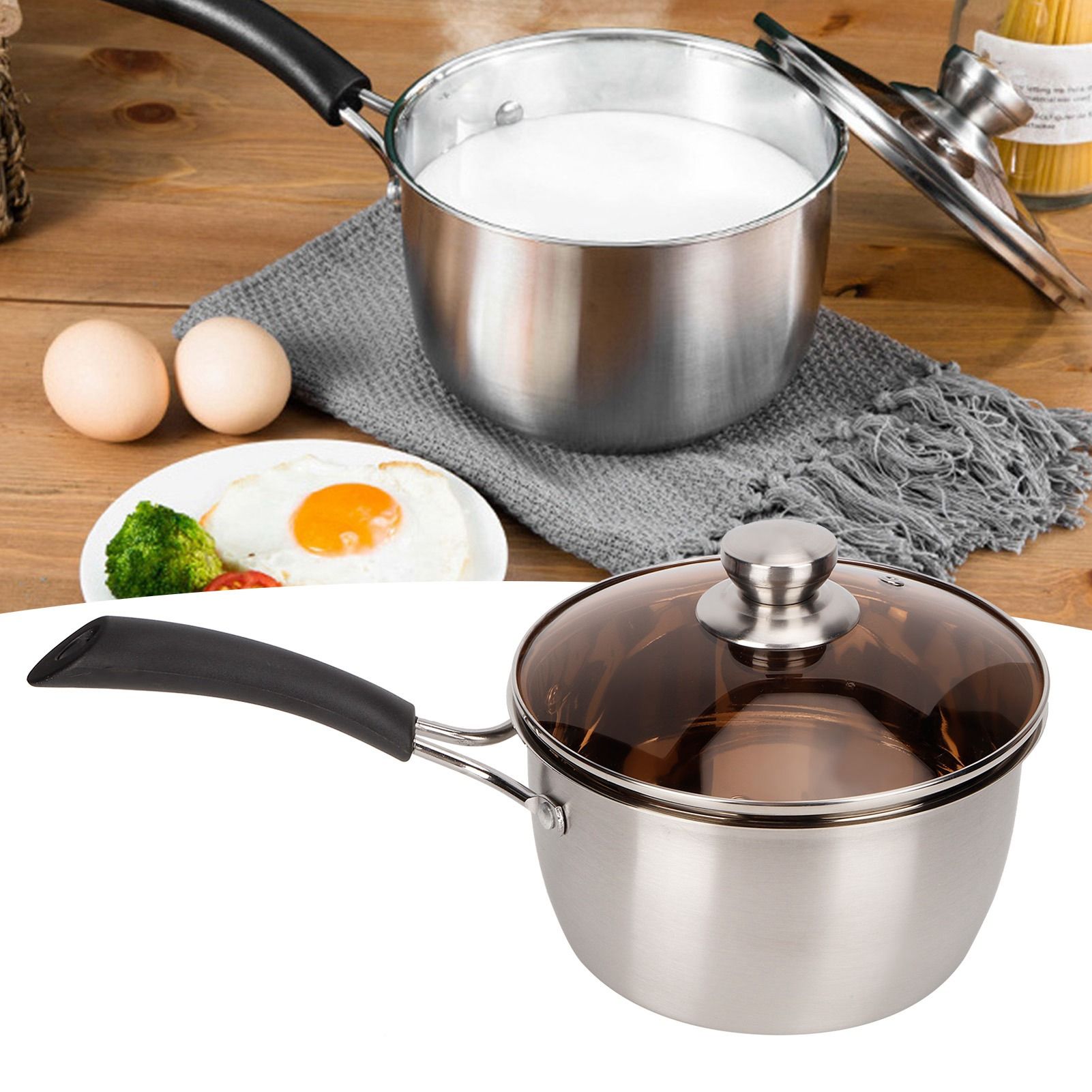 Small Soup Pot Thickened Compound Steel NonMagnetic Single Handle Cooking view 10
