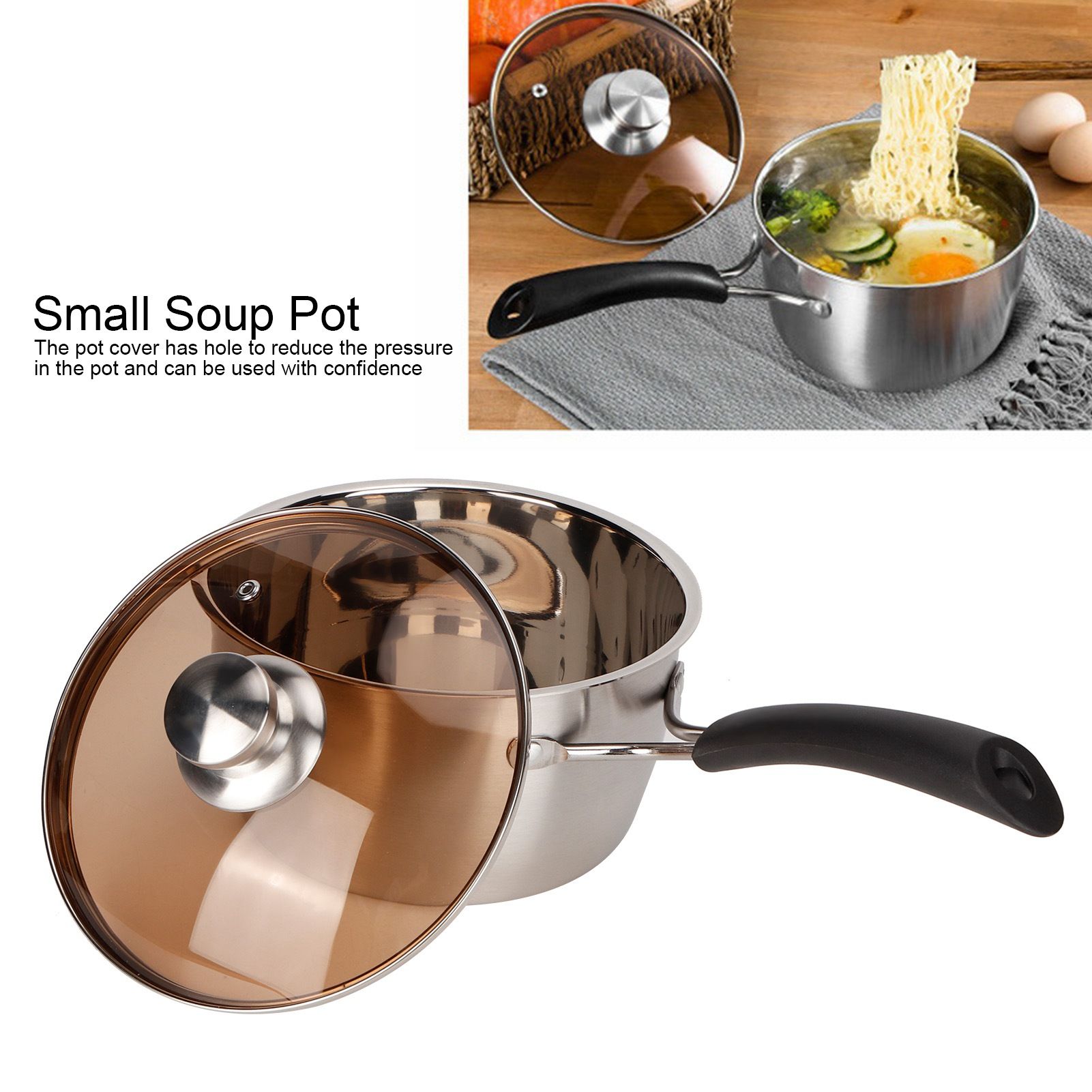 Small Soup Pot Thickened Compound Steel NonMagnetic Single Handle Cooking view 14