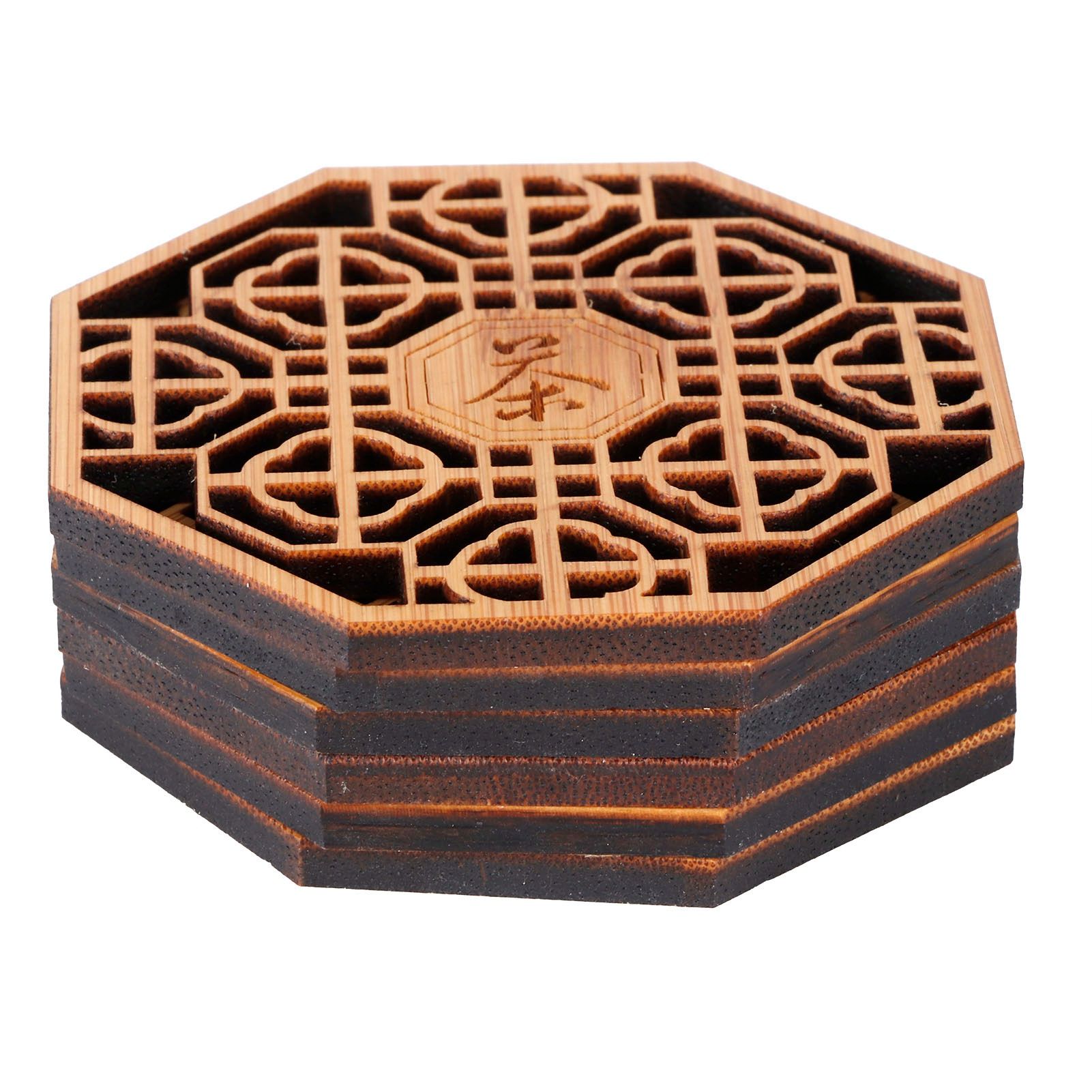 6PCS Bamboo Coaster Teacup Mat AntiScald Heat Insulation Pad Tea Ceremony
