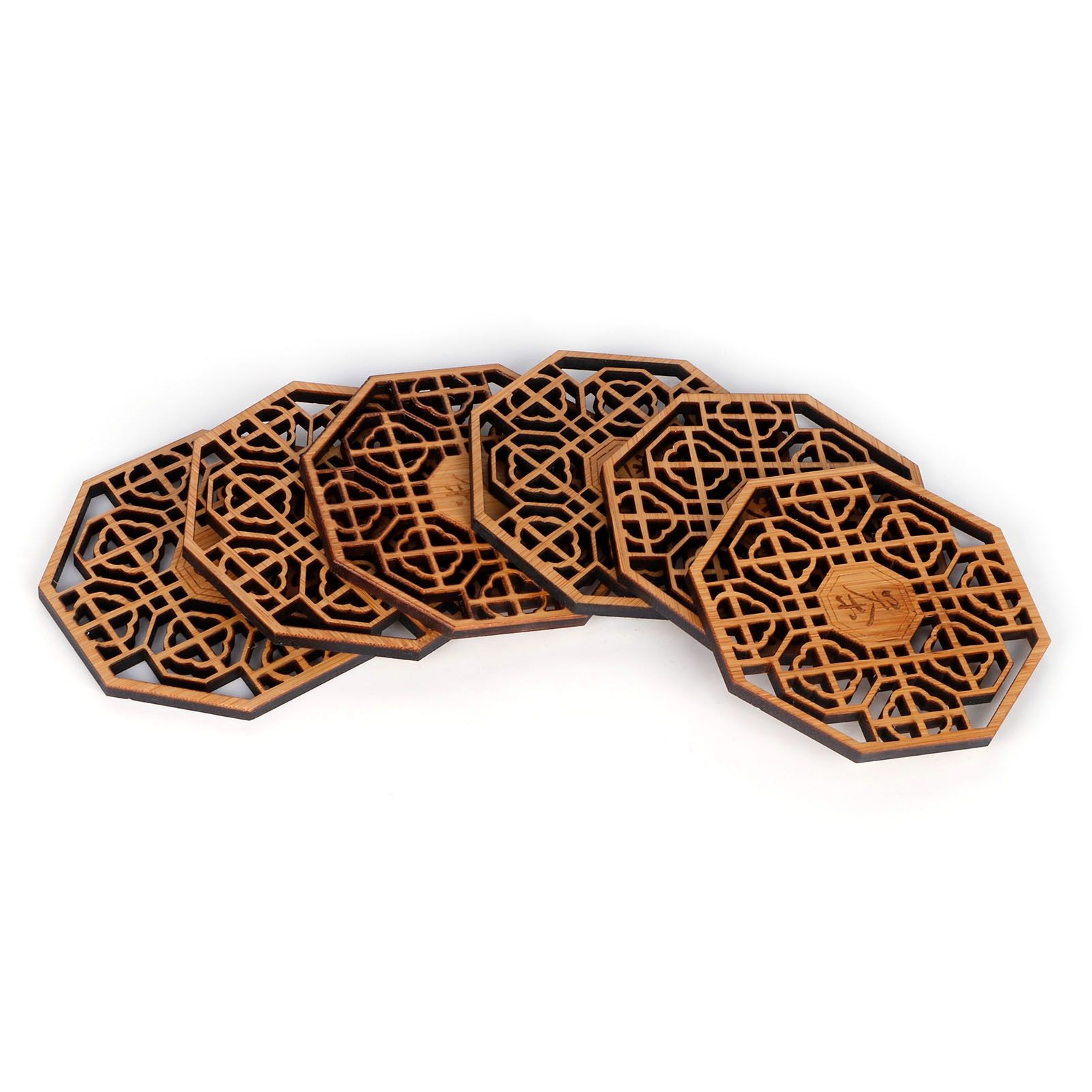 6PCS Bamboo Coaster Teacup Mat AntiScald Heat Insulation Pad Tea Ceremony view 4