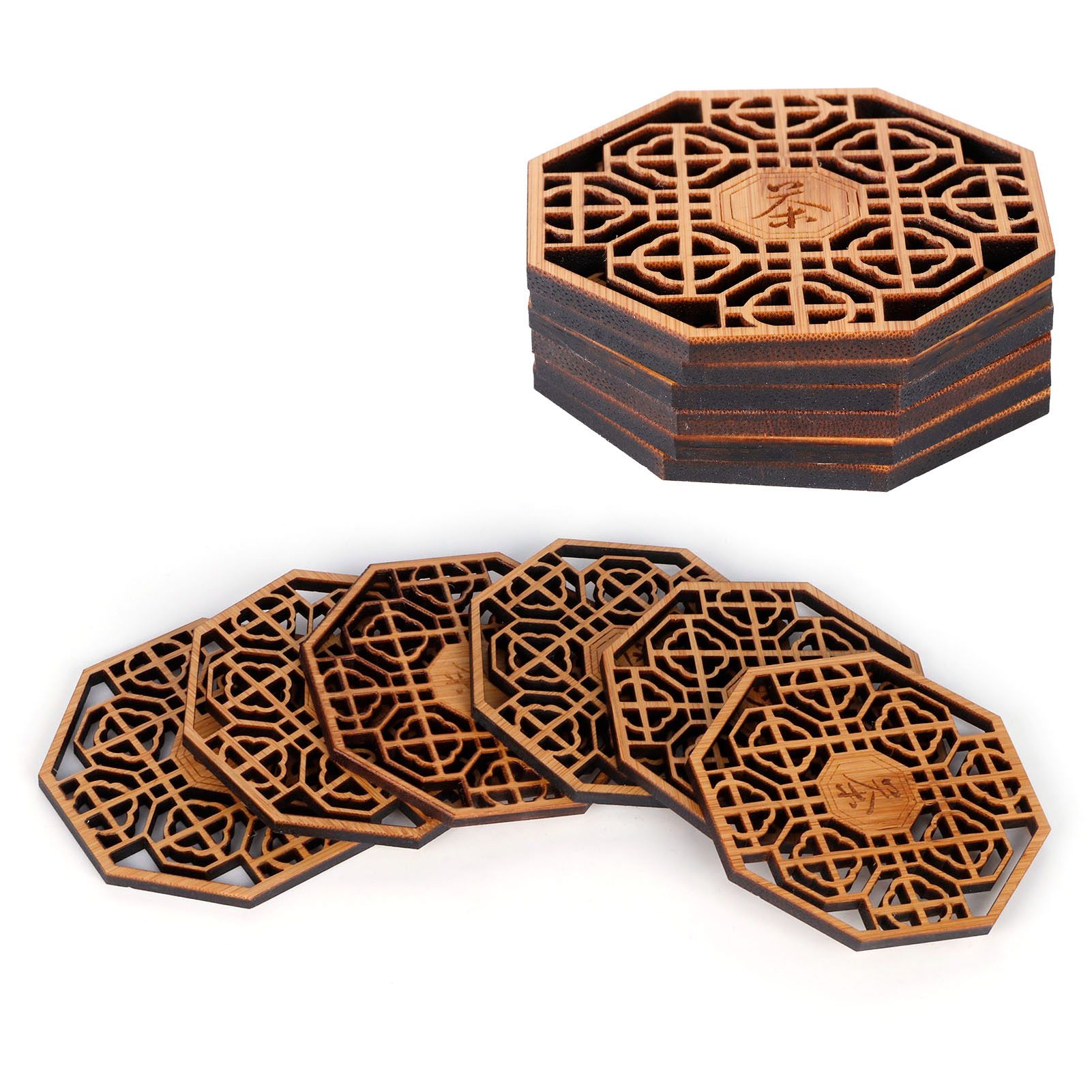 6PCS Bamboo Coaster Teacup Mat AntiScald Heat Insulation Pad Tea Ceremony view 8