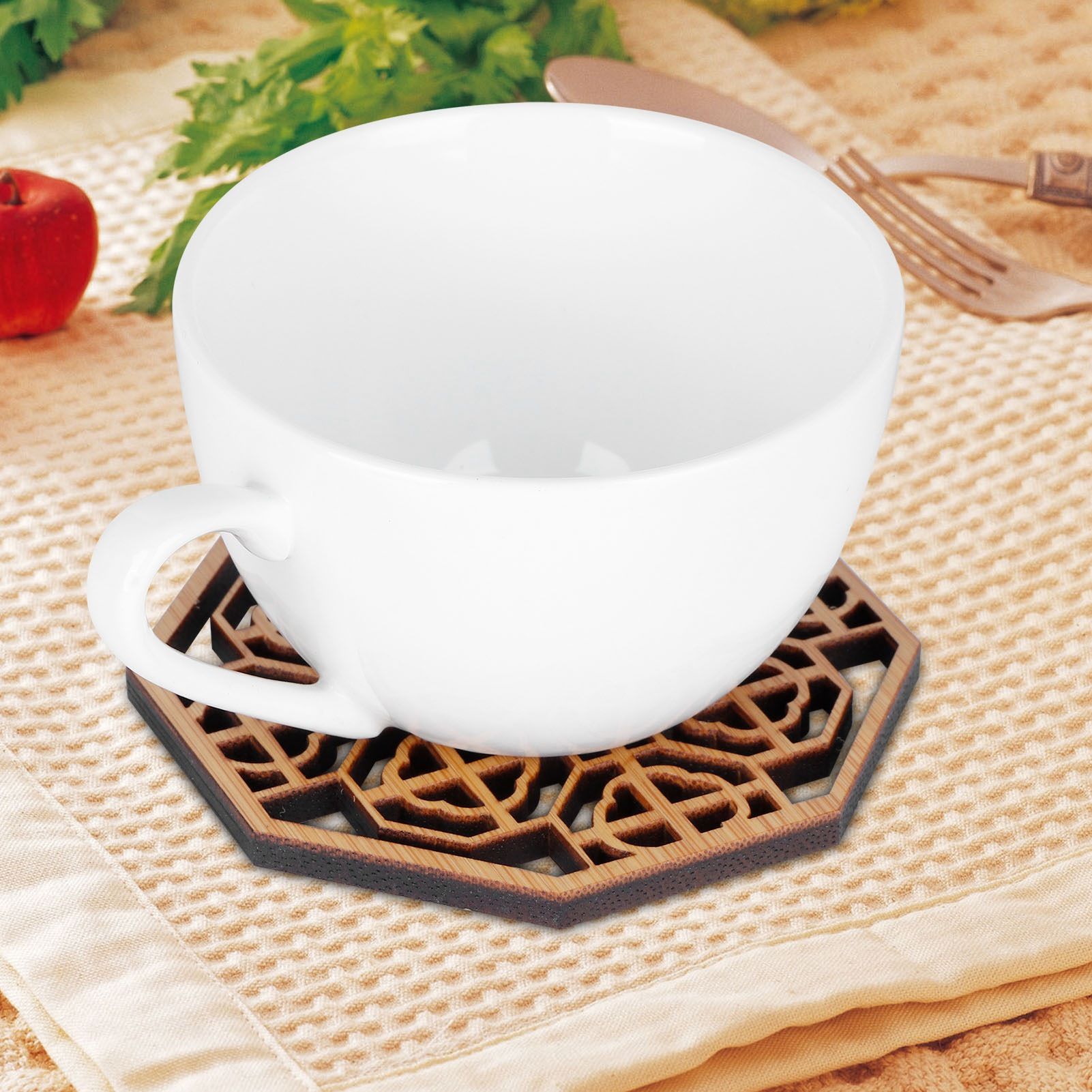 6PCS Bamboo Coaster Teacup Mat AntiScald Heat Insulation Pad Tea Ceremony view 15