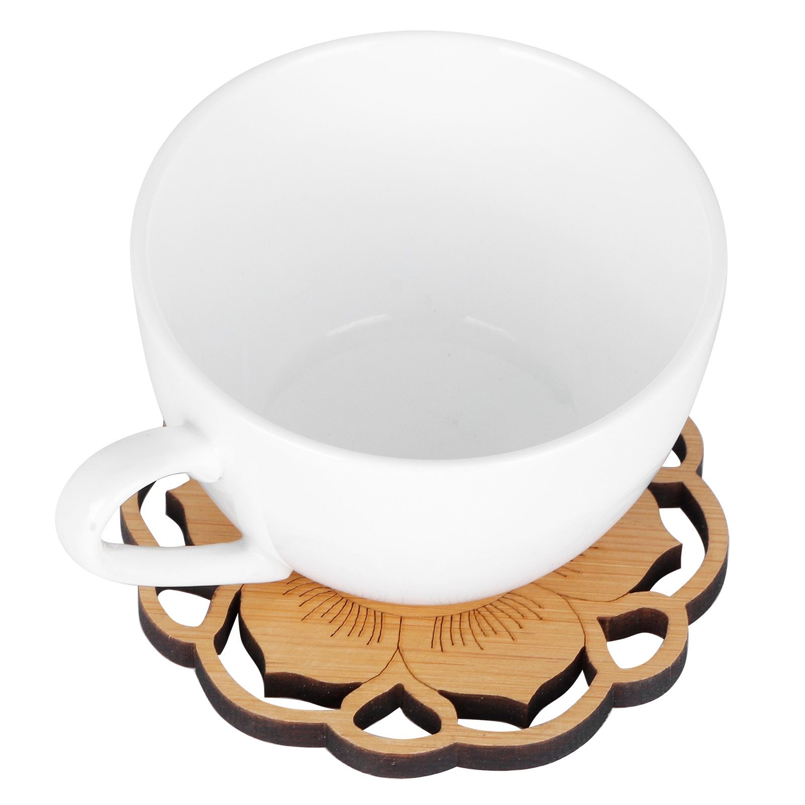 6Pcs/Set Teacup Mat Bamboo Coaster Heat Insulated Cup Pad Drinkware Tabletop view 14