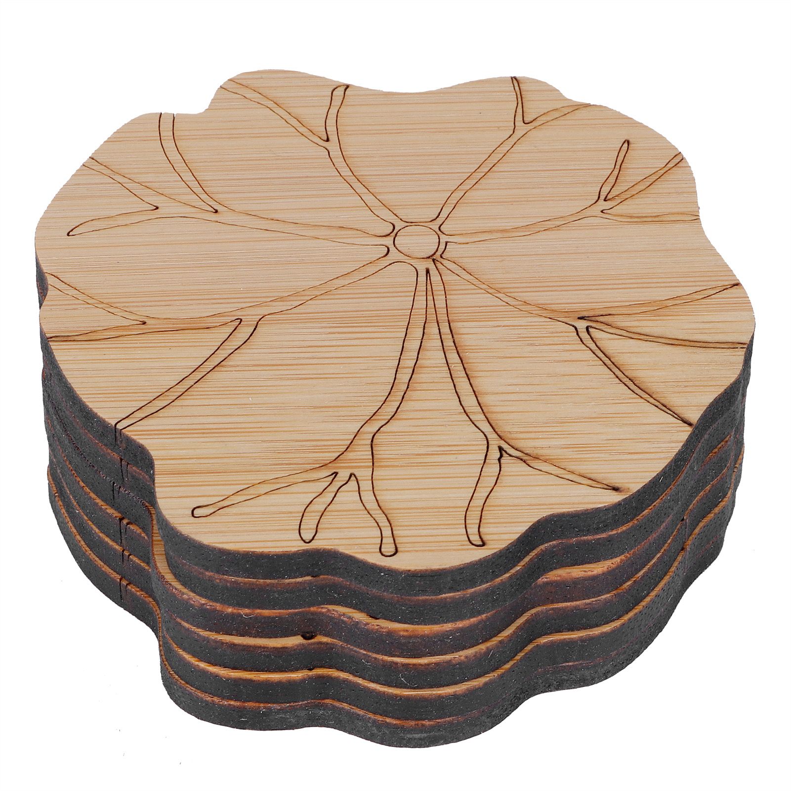 6Pcs/Set Teacup Mat Bamboo Coaster Heat Insulated Cup Pad Drinkware Tabletop