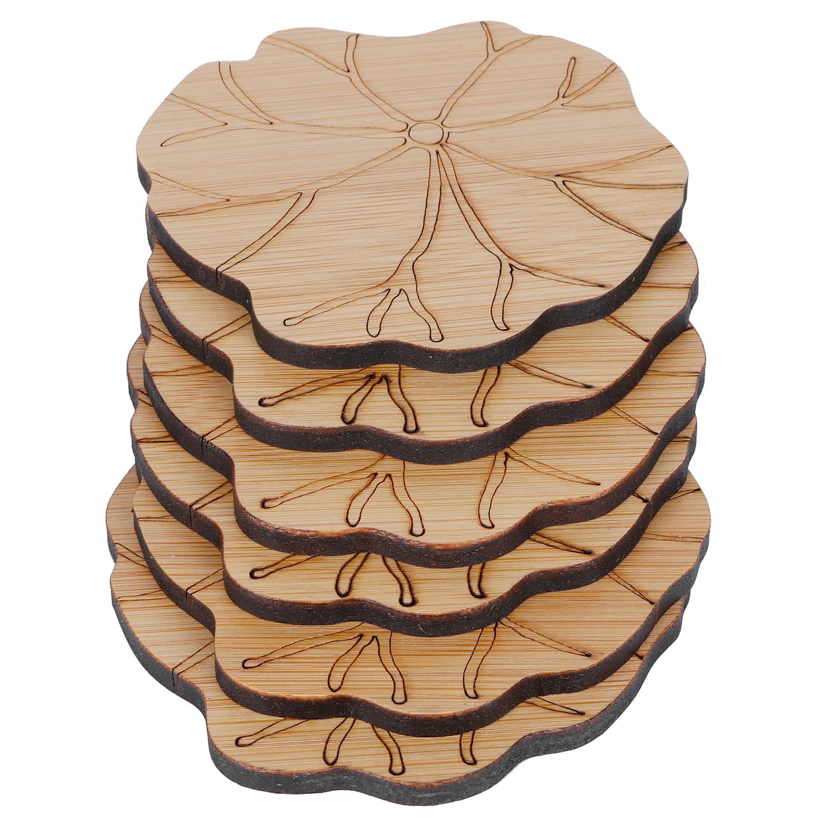 6Pcs/Set Teacup Mat Bamboo Coaster Heat Insulated Cup Pad Drinkware Tabletop view 2