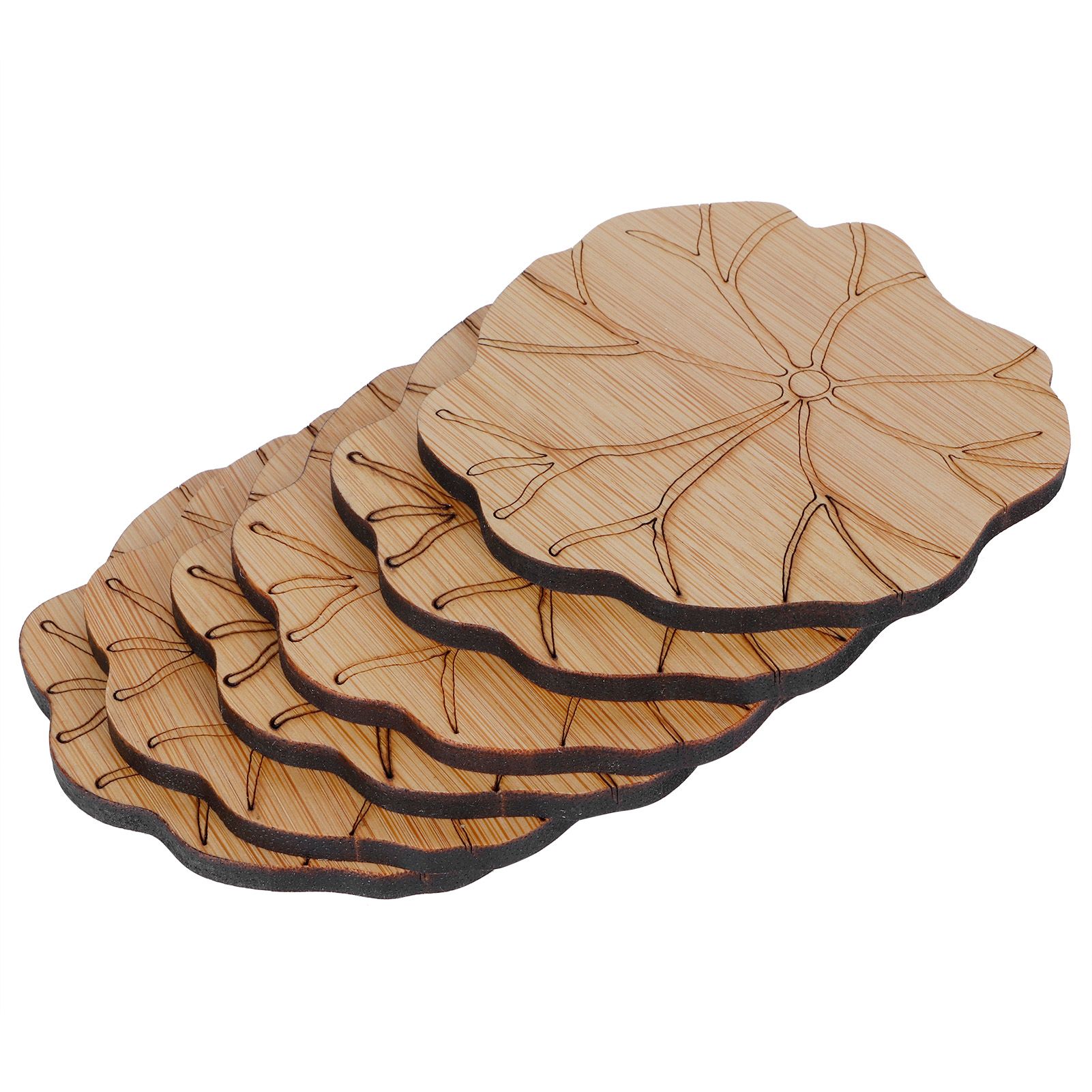 6Pcs/Set Teacup Mat Bamboo Coaster Heat Insulated Cup Pad Drinkware Tabletop view 3