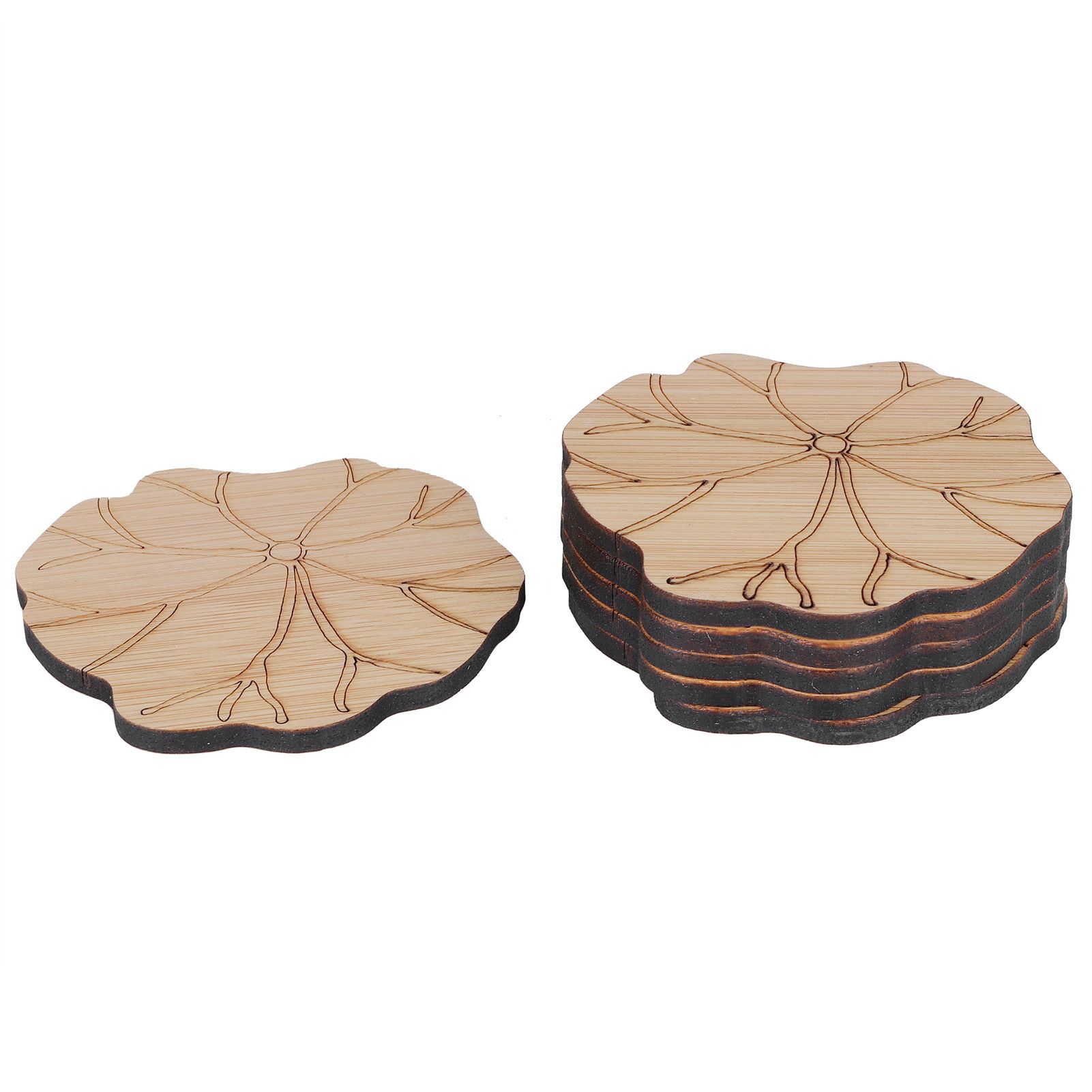 6Pcs/Set Teacup Mat Bamboo Coaster Heat Insulated Cup Pad Drinkware Tabletop view 6