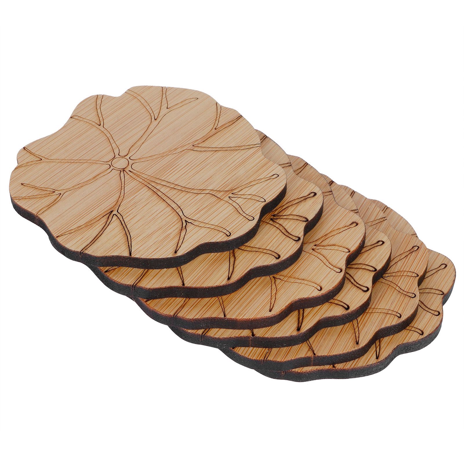 6Pcs/Set Teacup Mat Bamboo Coaster Heat Insulated Cup Pad Drinkware Tabletop view 7