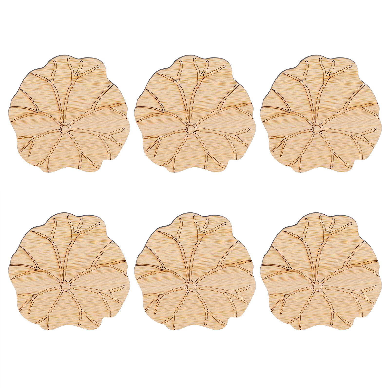 6Pcs/Set Teacup Mat Bamboo Coaster Heat Insulated Cup Pad Drinkware Tabletop view 8