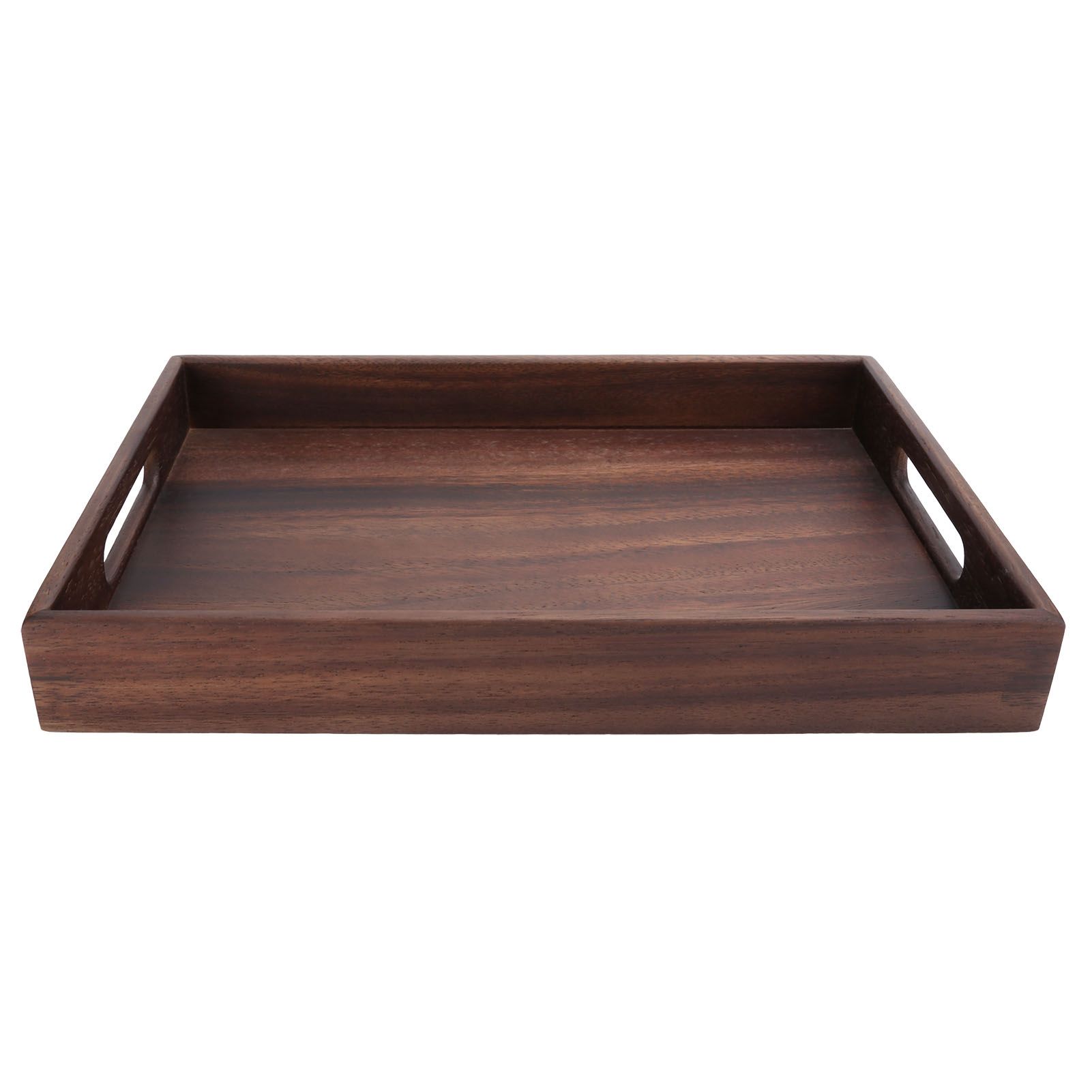 Rectangular Wooden Serving Tray with Grooves Breakfast Food Tray for Tea