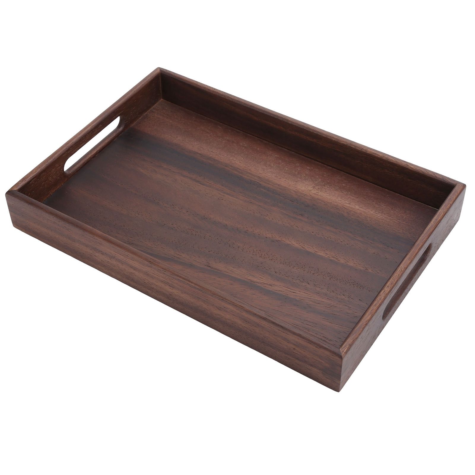 Rectangular Wooden Serving Tray with Grooves Breakfast Food Tray for Tea view 2