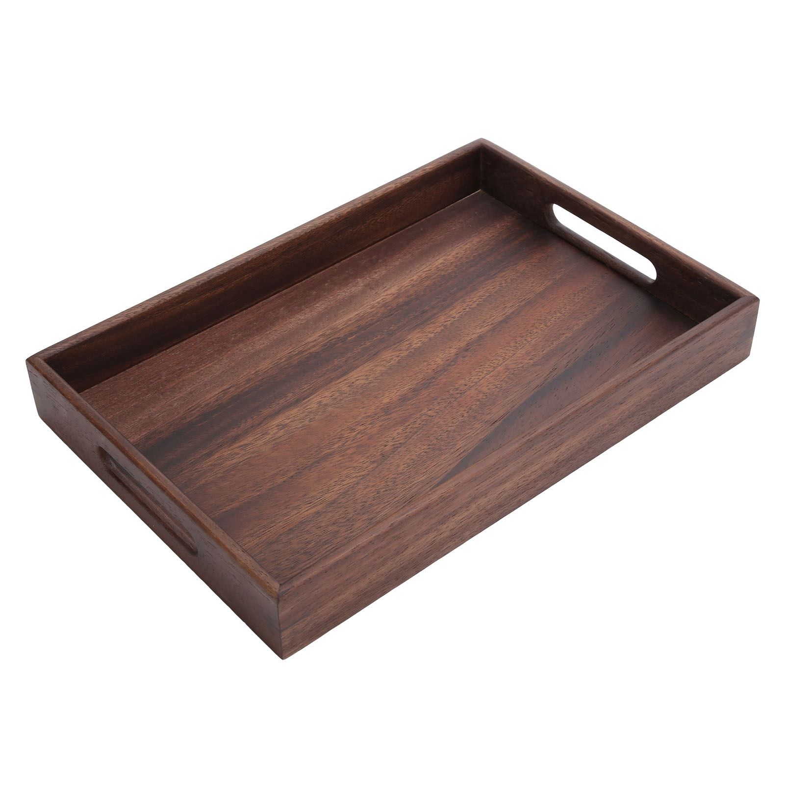 Rectangular Wooden Serving Tray with Grooves Breakfast Food Tray for Tea view 3
