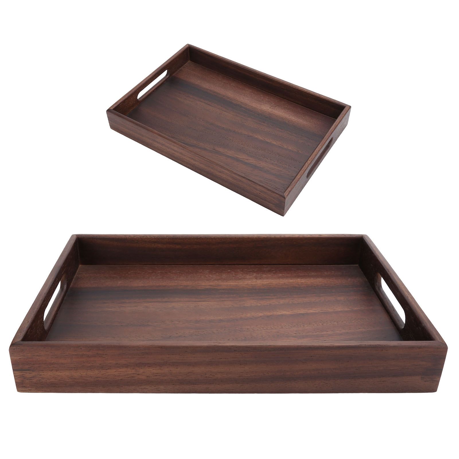Rectangular Wooden Serving Tray with Grooves Breakfast Food Tray for Tea view 5