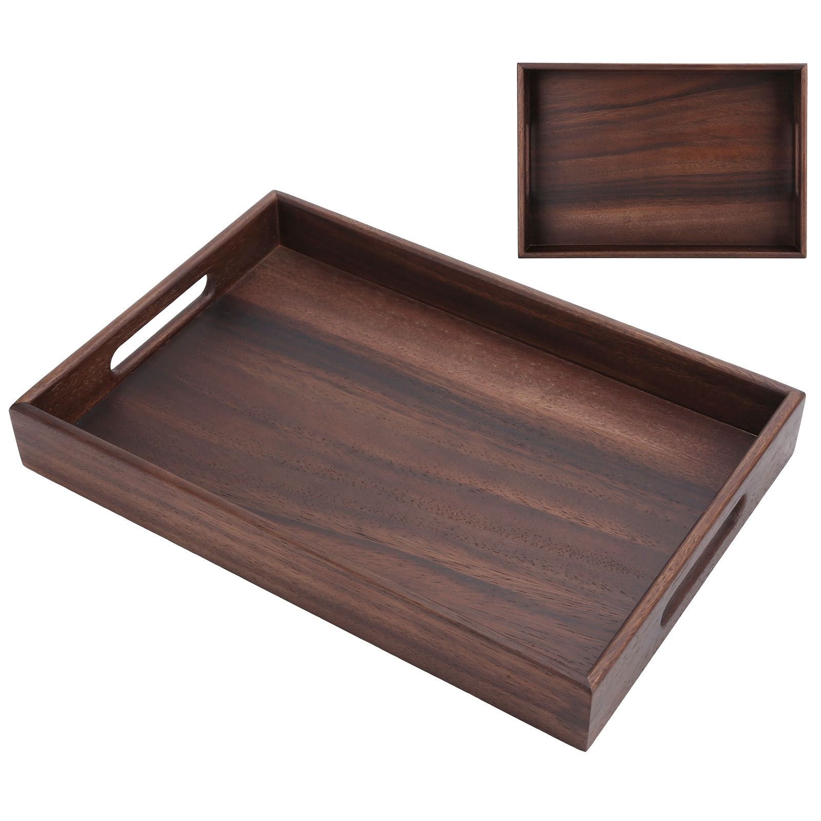 Rectangular Wooden Serving Tray with Grooves Breakfast Food Tray for Tea view 6