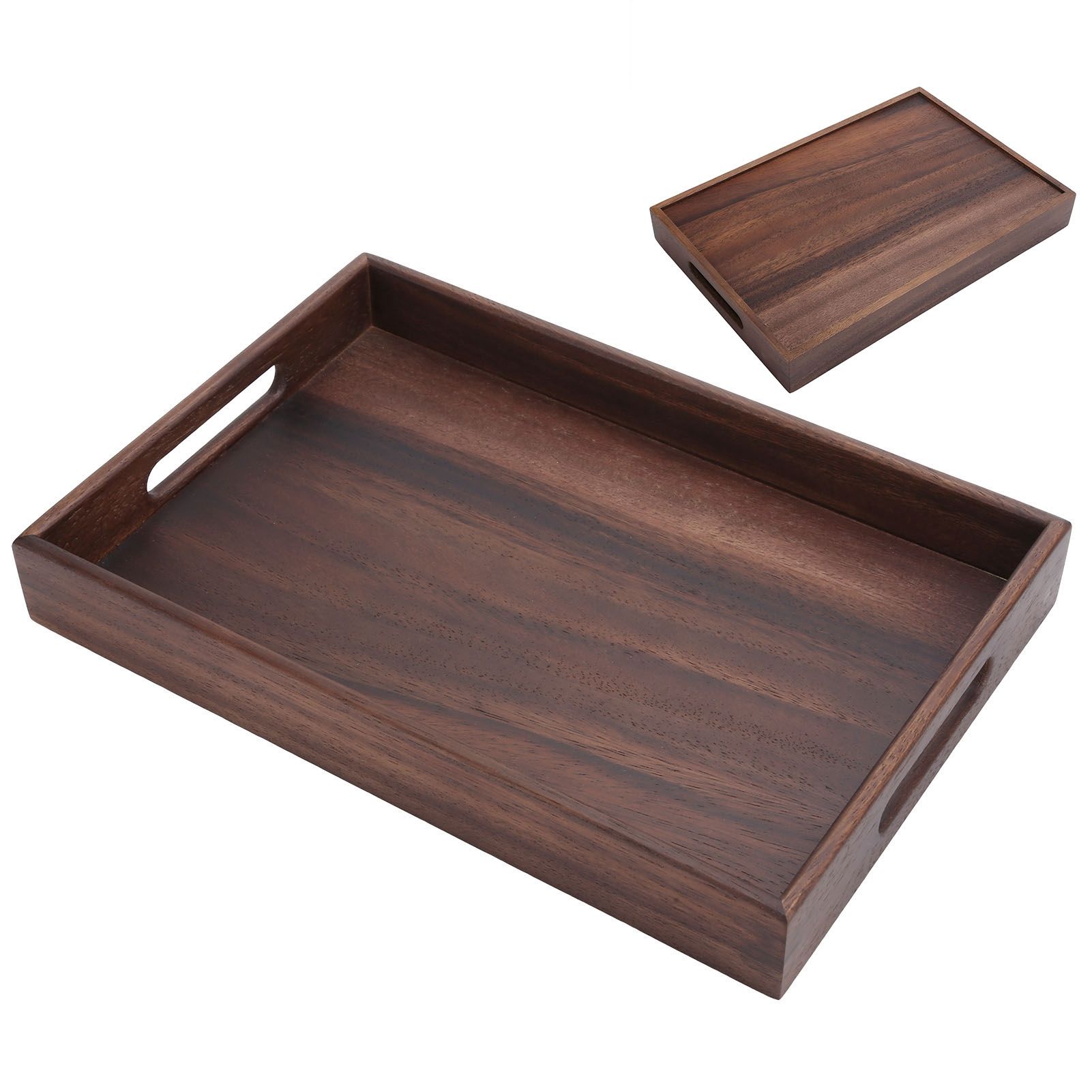 Rectangular Wooden Serving Tray with Grooves Breakfast Food Tray for Tea view 7