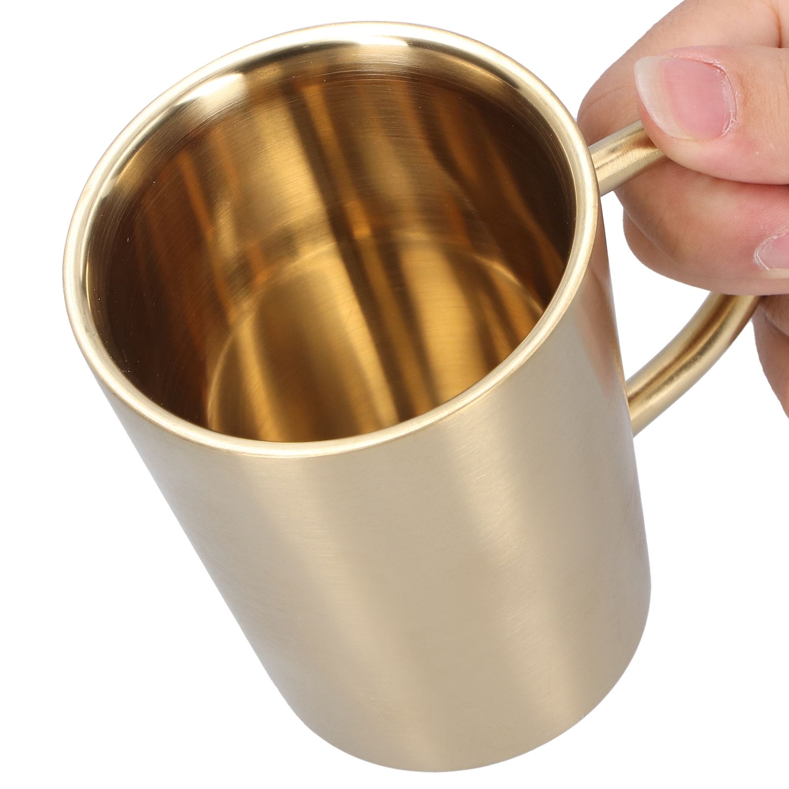 340ml 304 Stainless Steel Beer Mug Coffee Water Cup with Handgrip Double Wall view 6