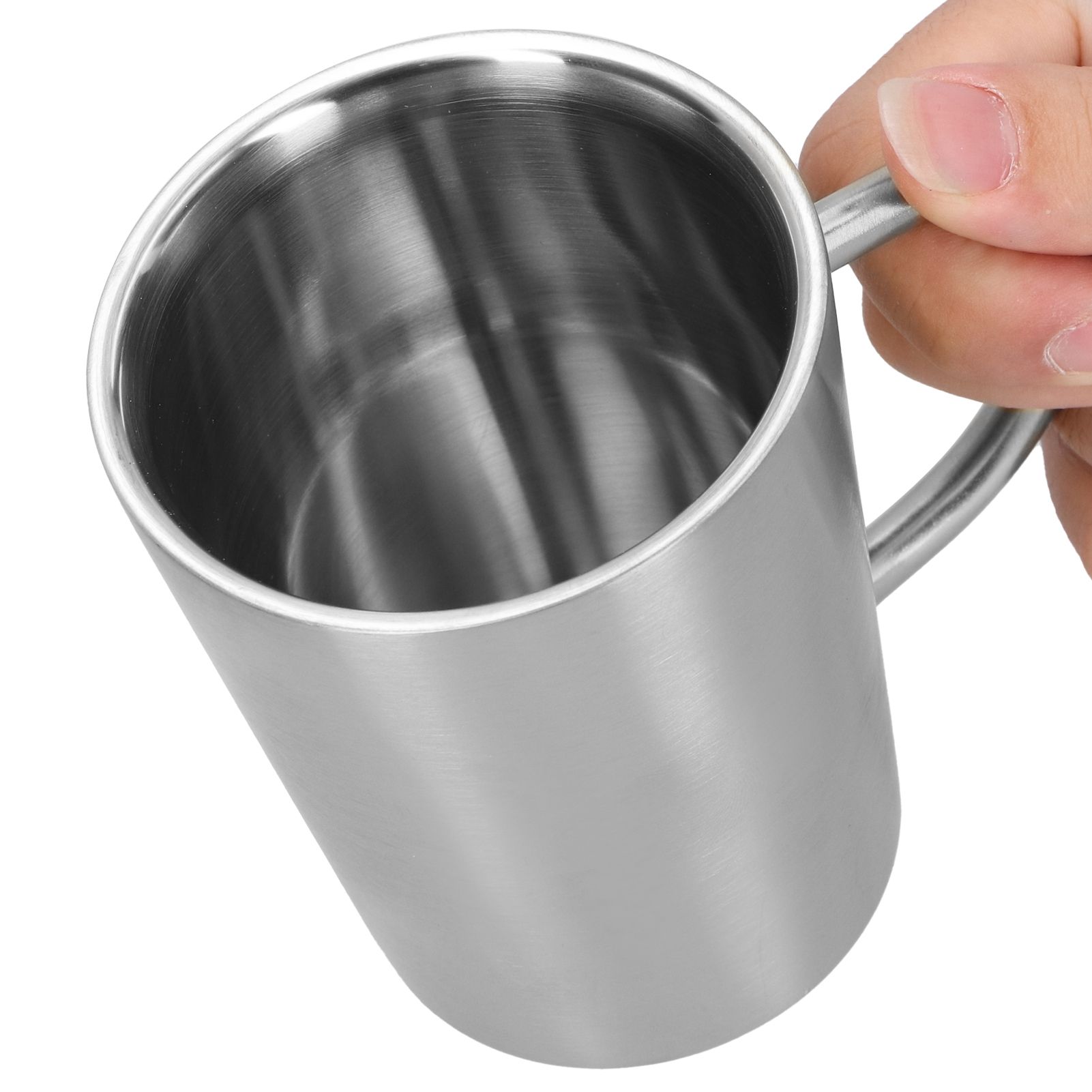 340ml 304 Stainless Steel Beer Mug Coffee Water Cup with Handgrip Double Wall view 6