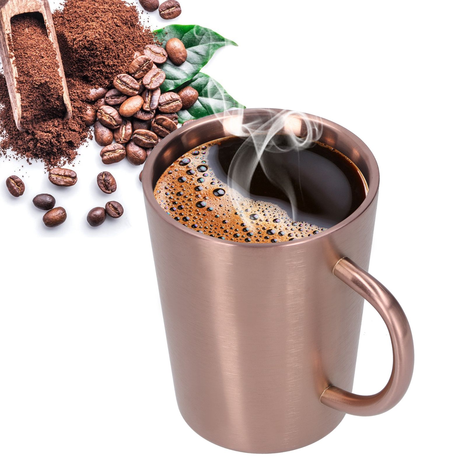 340ml 304 Stainless Steel Beer Mug Coffee Water Cup with Handgrip Double Wall view 9